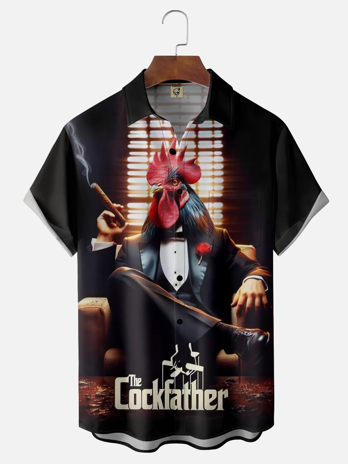 Moisture-wicking Cockfather Chicken Chest Pocket Casual Shirt