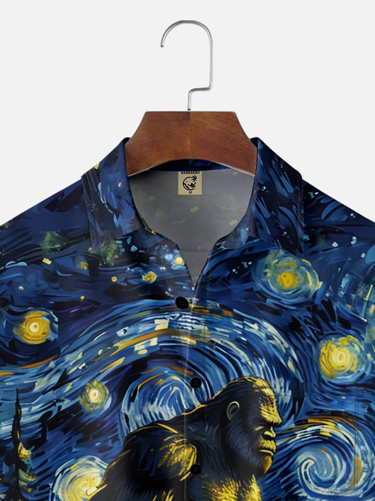 Moisture-wicking Bigfoot Starry Sky Chest Pocket Hawaiian Shirt