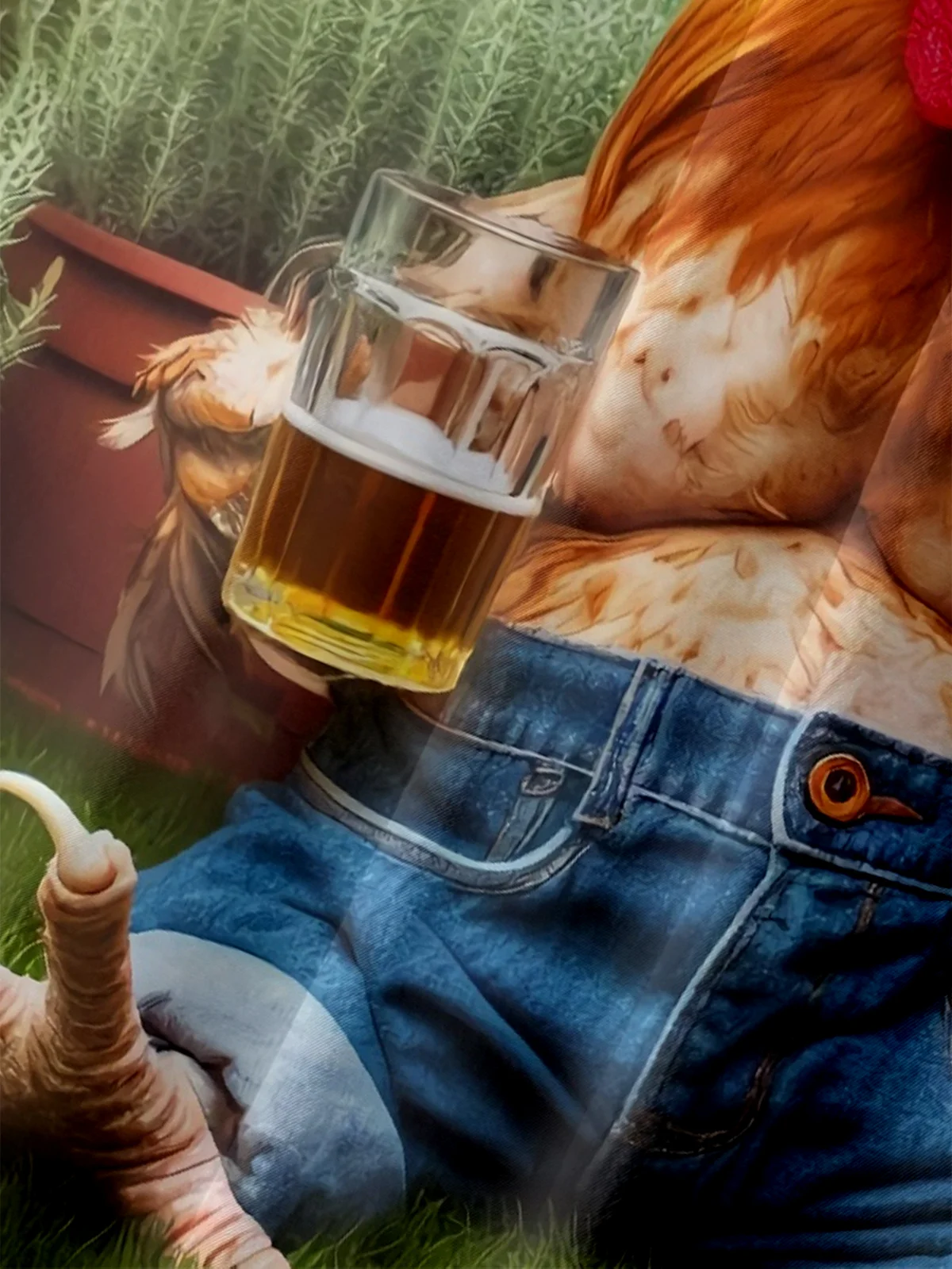 Moisture-wicking Rooster Beer Funny Chest Pocket Casual Shirt
