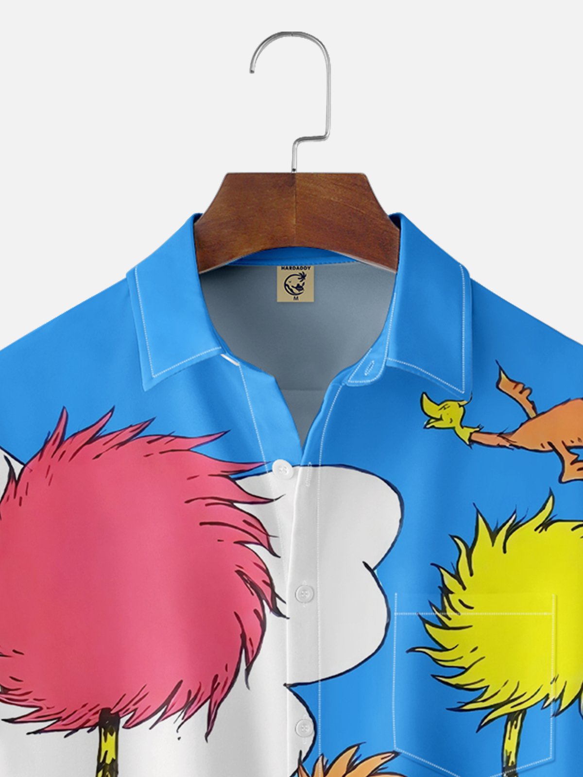 Moisture-wicking Seuss Art Illustration Young Chest Pocket Casual Shirt