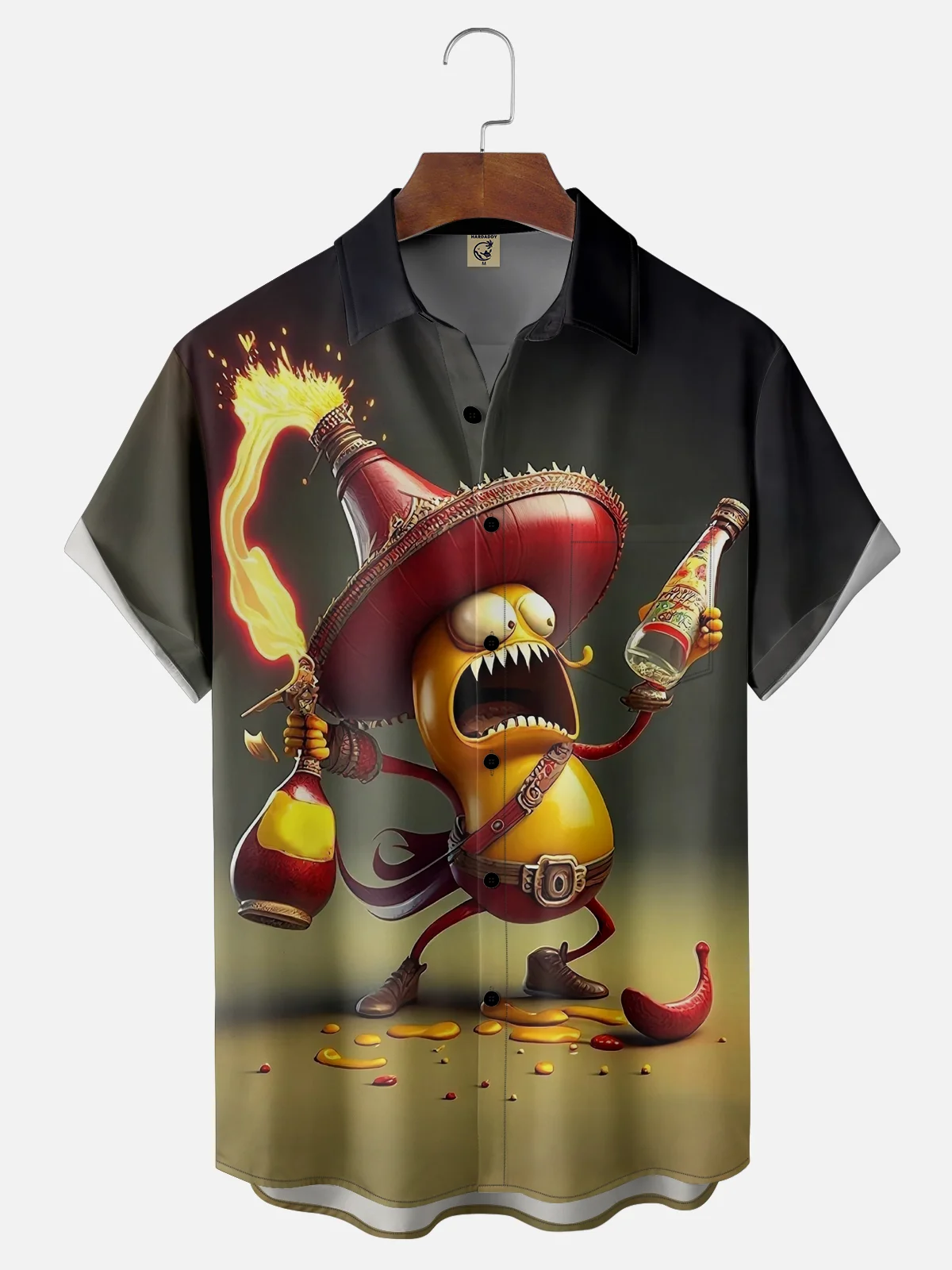 Moisture-wicking Cinco De Mayo Chili Pepper Funny Cartoon Chest Pocket Casual Shirt