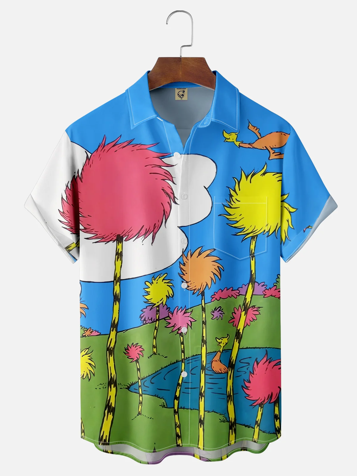 Moisture-wicking Seuss Art Illustration Young Chest Pocket Casual Shirt