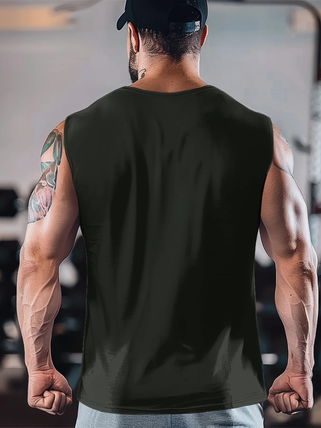 Mens Crewneck Tank Tops Dad Tattoo Beach Sleeveless Shirt