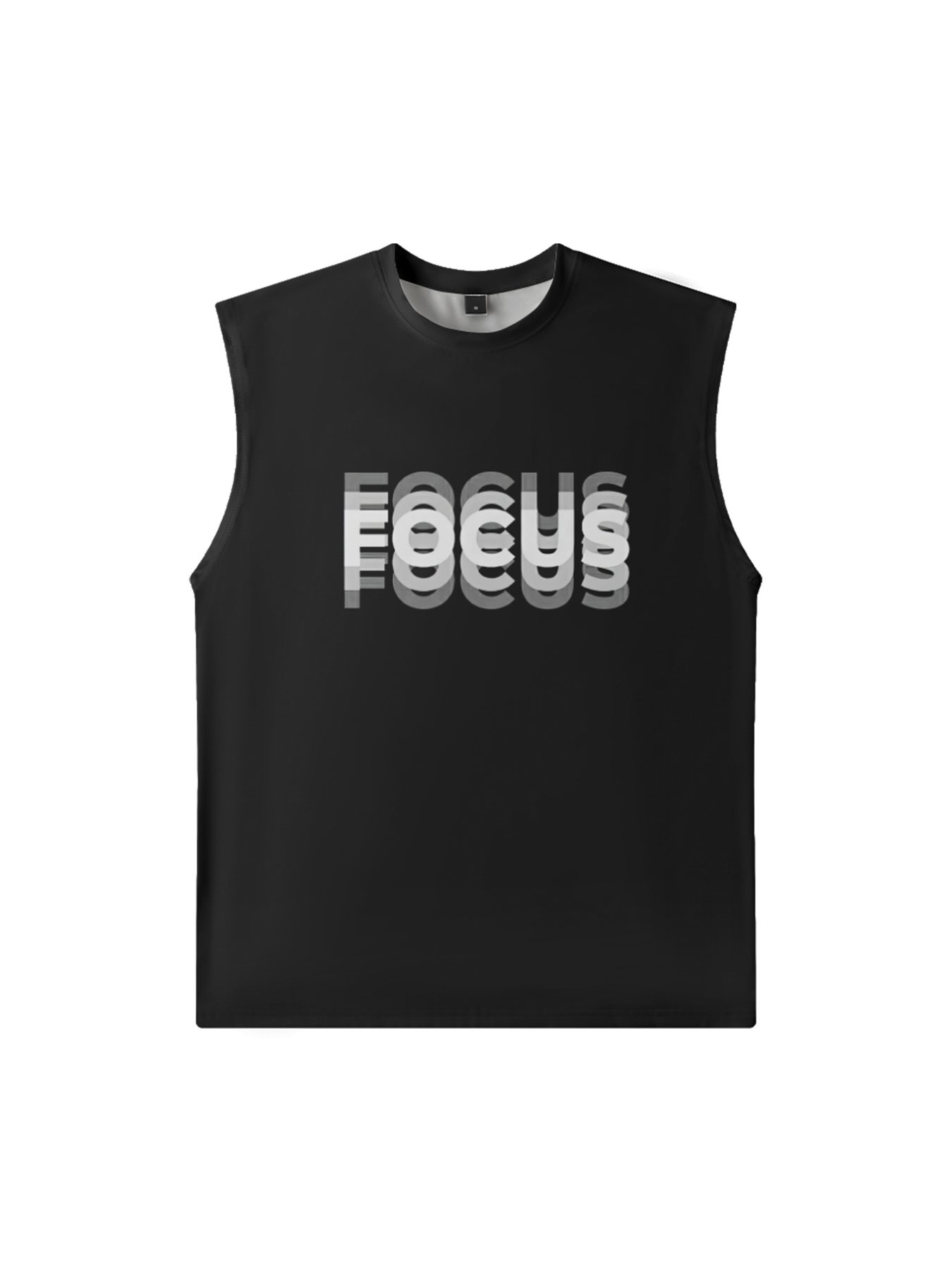 Mens Crewneck Tank Tops Focus Gradient Beach Sleeveless Shirt