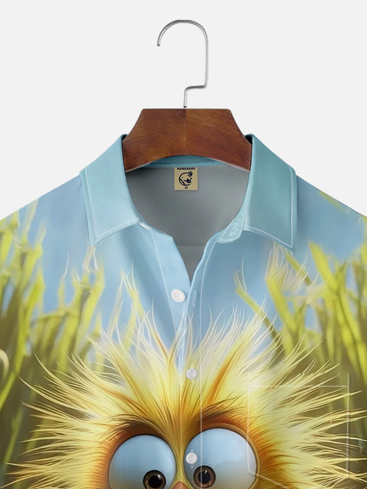 Tall Size Moisture-wicking Fun Fright Chicken Chest Pocket Hawaiian Shirt