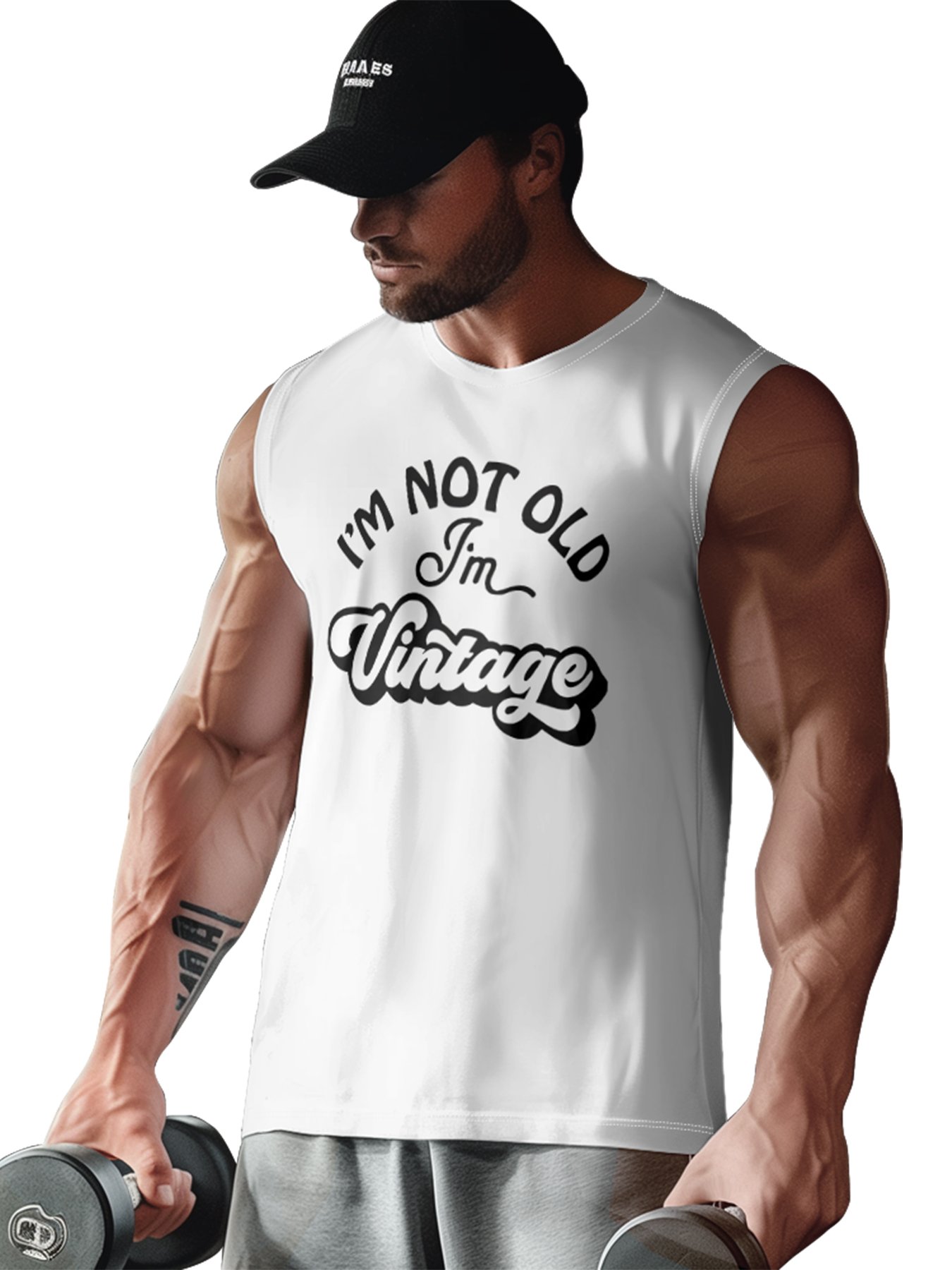 Mens Crewneck Tank Tops Im Not Old Im Vintage Beach Sleeveless Shirt