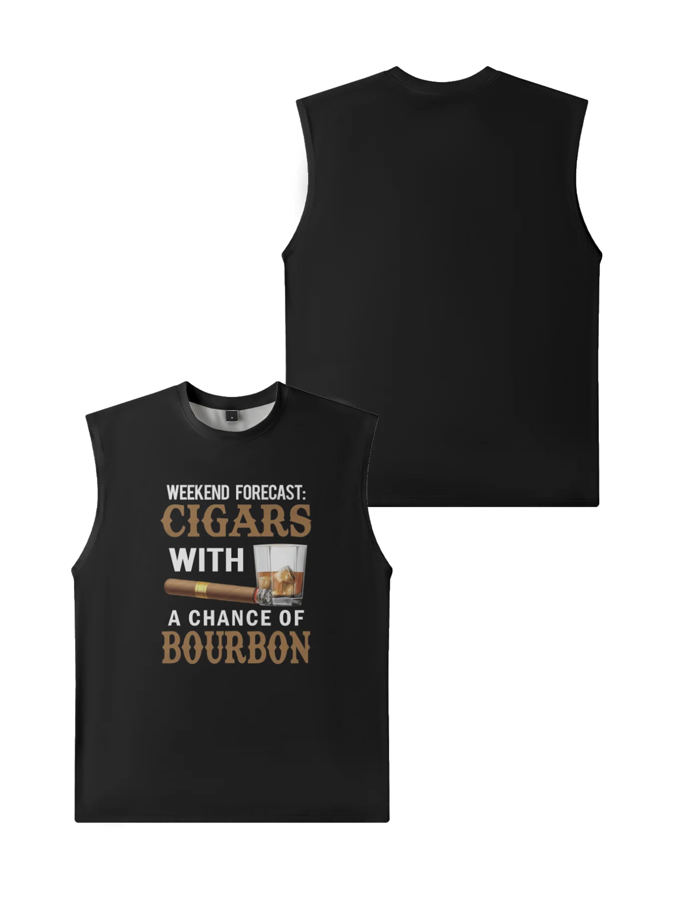 Mens Crewneck Tank Tops Cigars with a Chance of Bourbon Beach Sleeveless Shirt