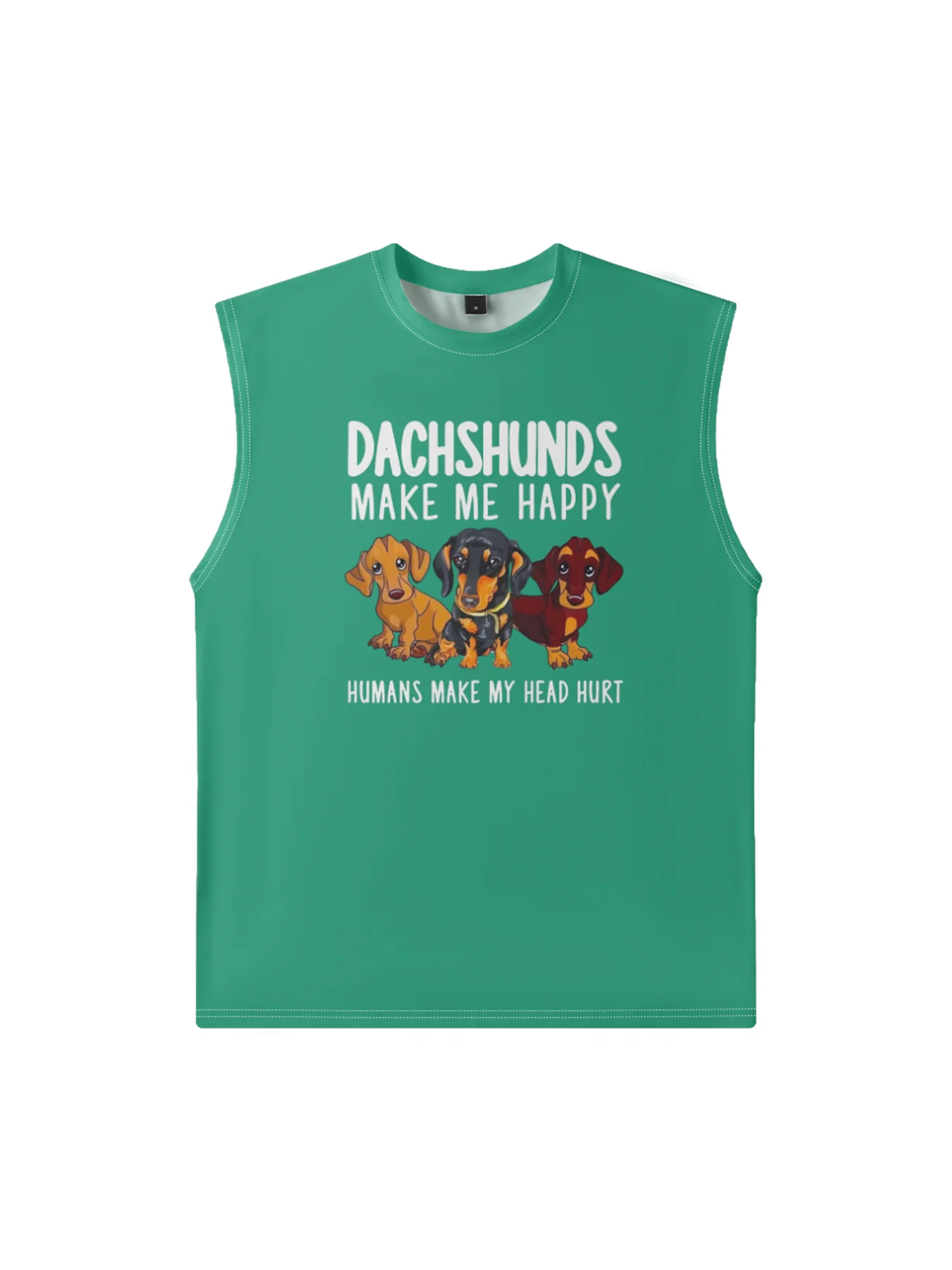Mens Crewneck Tank Tops Dachshund Beach Sleeveless Shirt