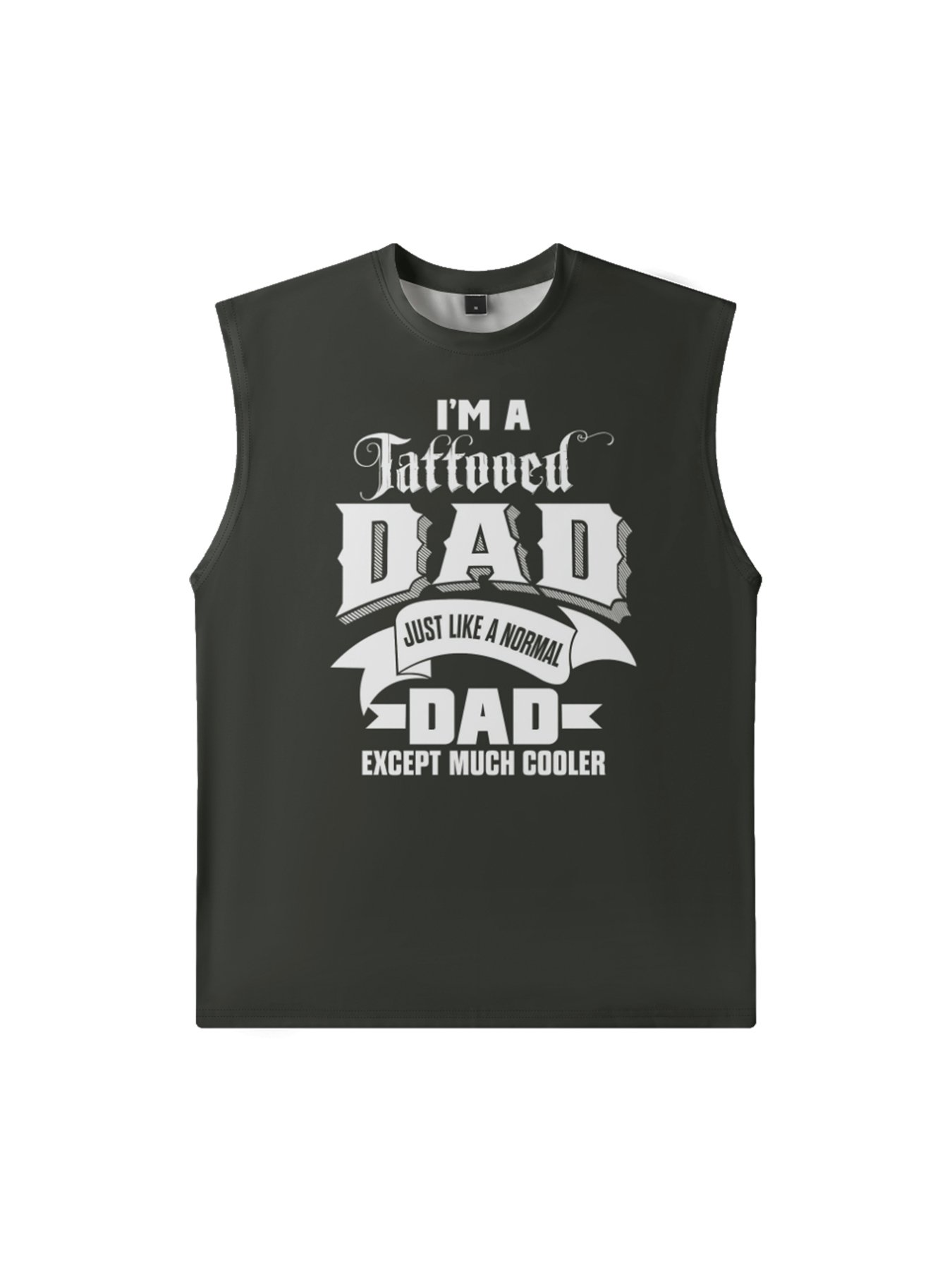 Mens Crewneck Tank Tops Dad Tattoo Beach Sleeveless Shirt