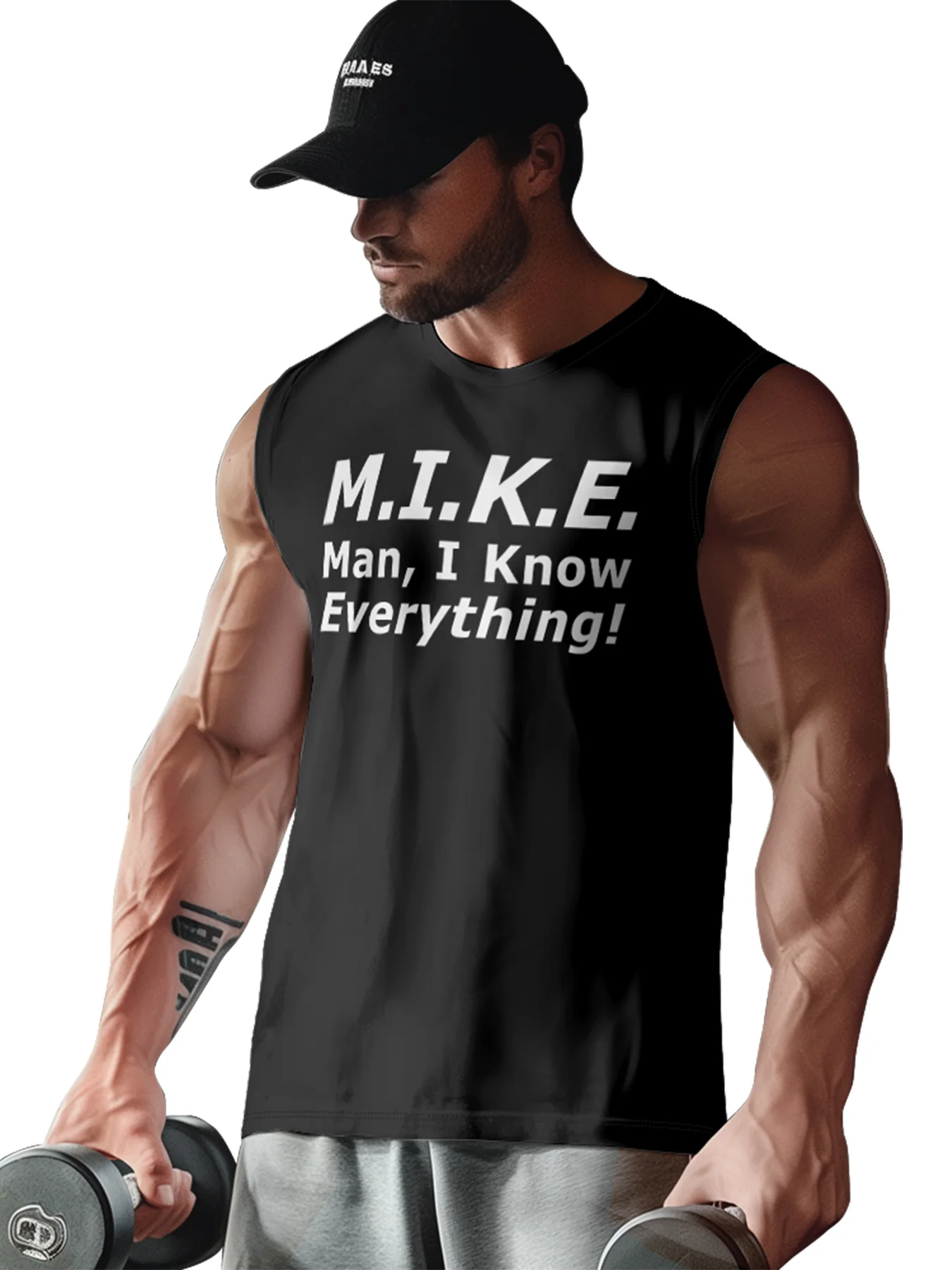 Mens Crewneck Tank Tops M.I.K.E Man I Know Everything Beach Sleeveless Shirt