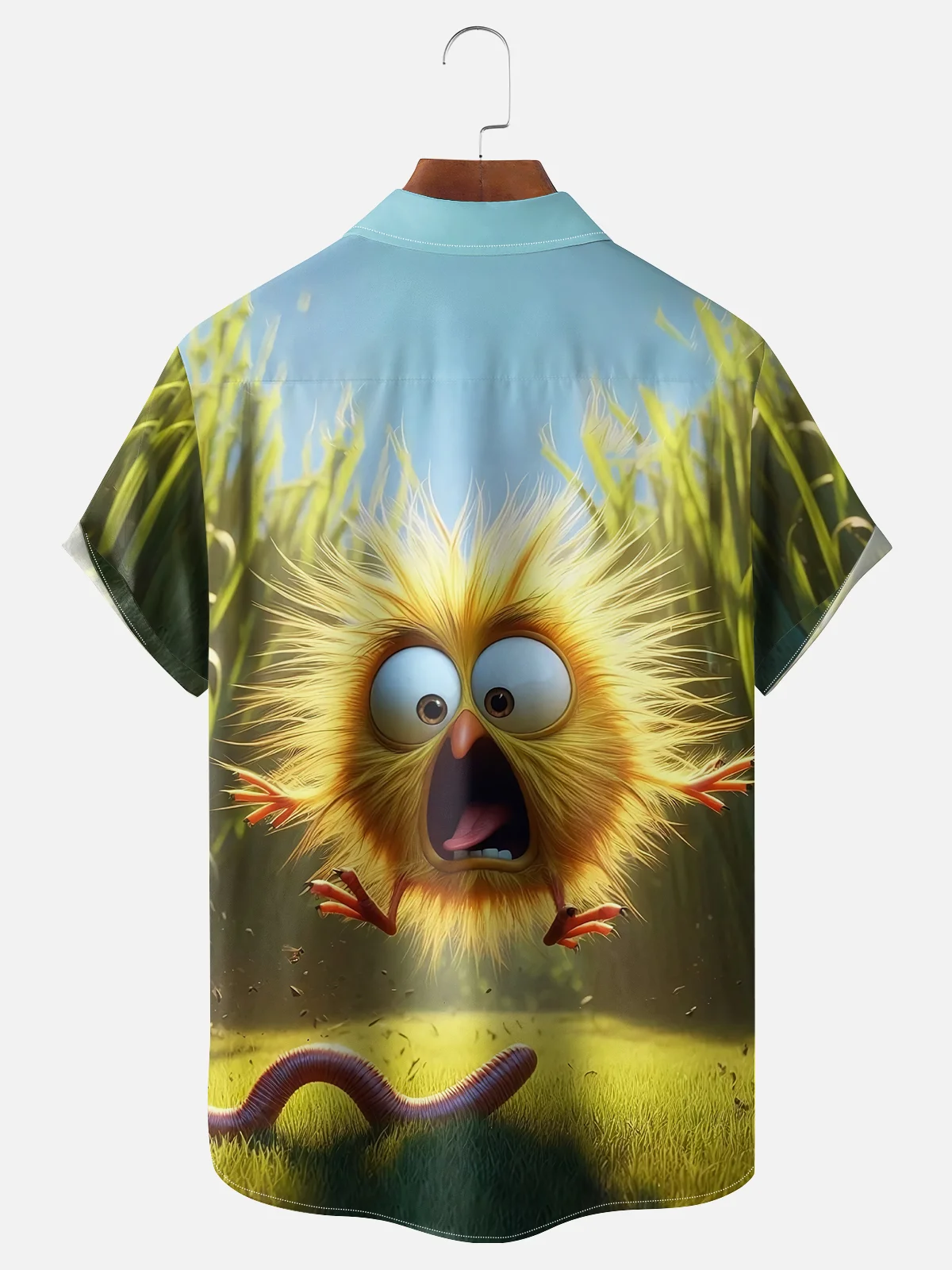 Tall Size Moisture-wicking Fun Fright Chicken Chest Pocket Hawaiian Shirt
