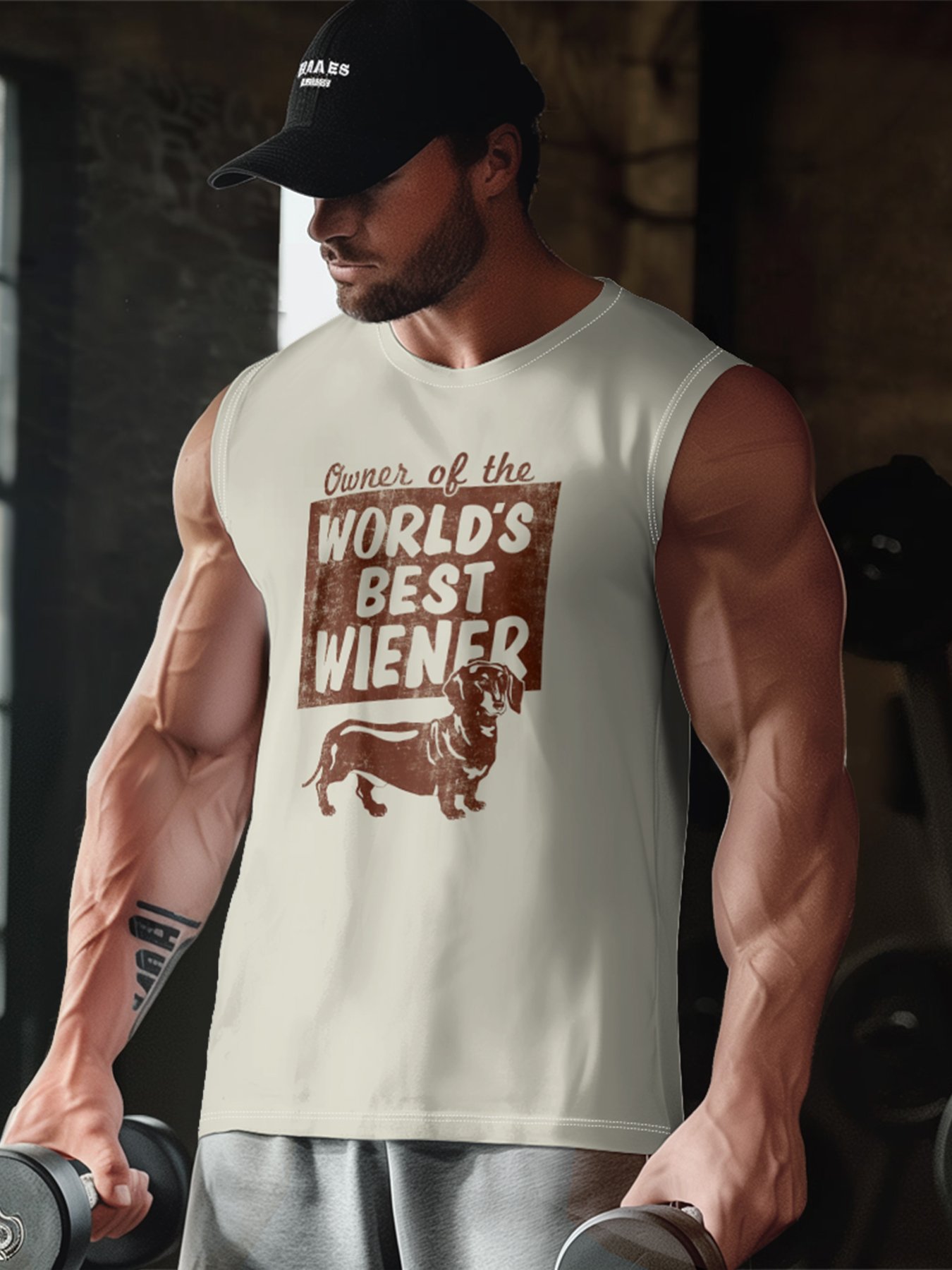 Mens Crewneck Tank Tops World‘s Best Wiener Dog Dachshund Beach Sleeveless Shirt