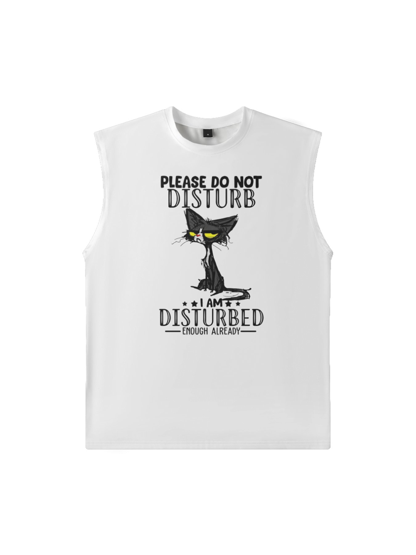 Mens Crewneck Tank Tops Disturbed Cat Beach Sleeveless Shirt