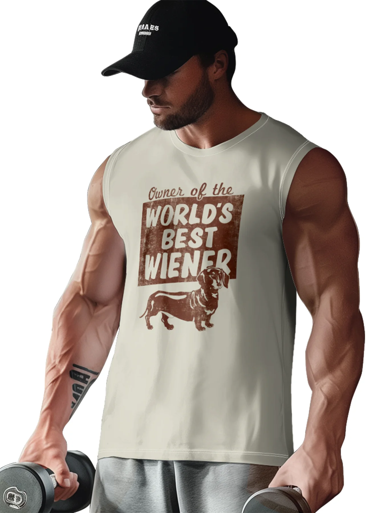 Mens Crewneck Tank Tops World‘s Best Wiener Dog Dachshund Beach Sleeveless Shirt