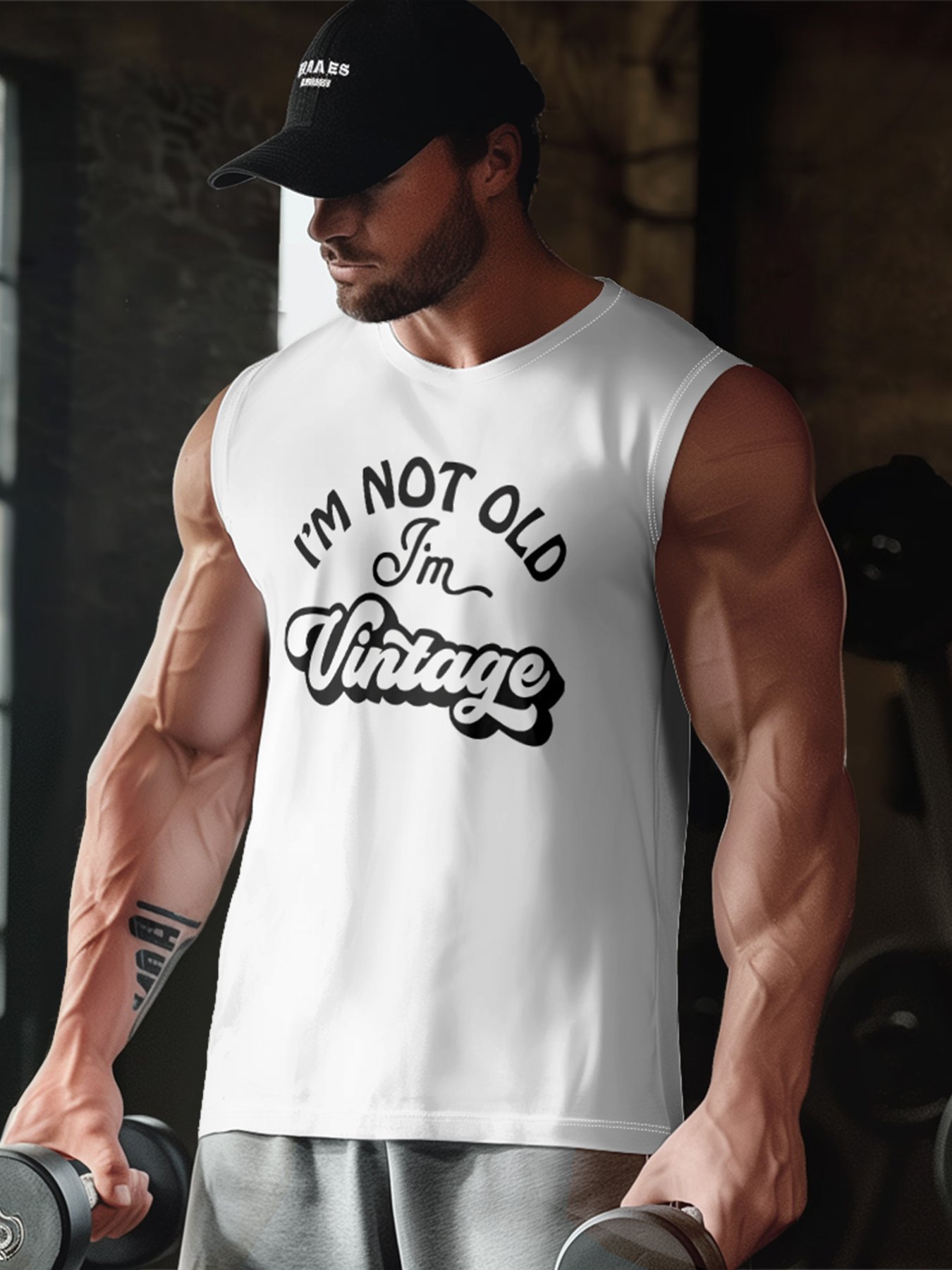 Mens Crewneck Tank Tops Im Not Old Im Vintage Beach Sleeveless Shirt