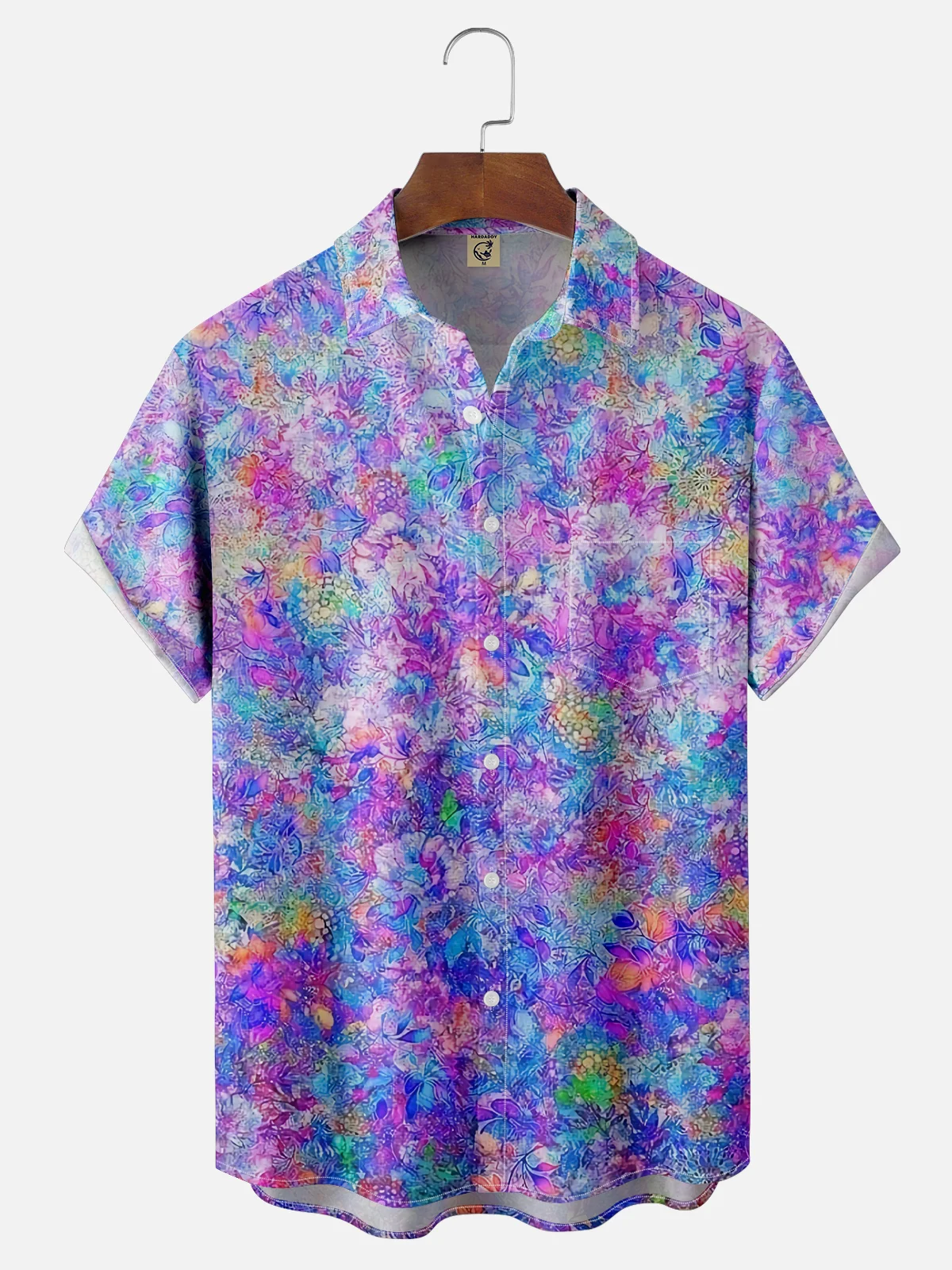 Moisture-wicking Art Floral Chest Pocket Hawaiian Shirt