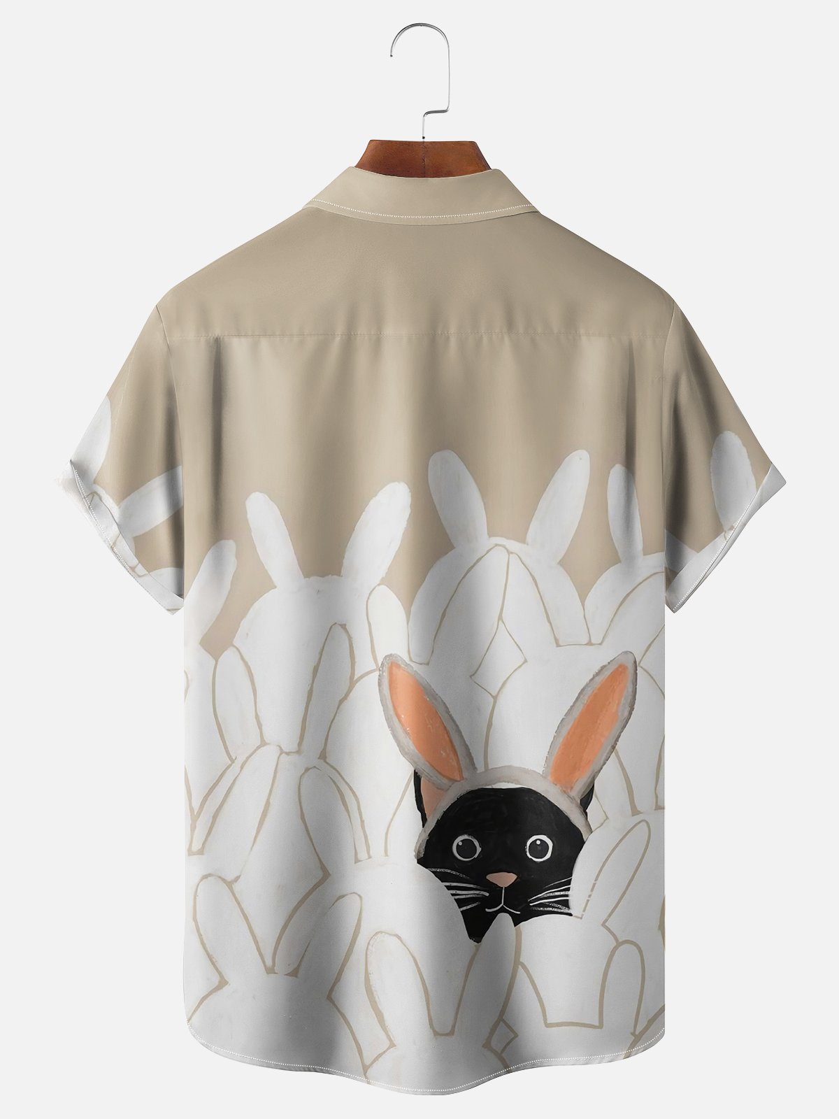 Moisture-wicking Easter Bunny Cat Funny Chest Pocket Casual Shirt