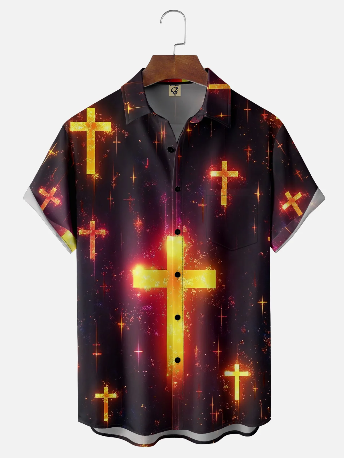 Moisture-wicking Easter Christian Cross Chest Pocket Casual Shirt