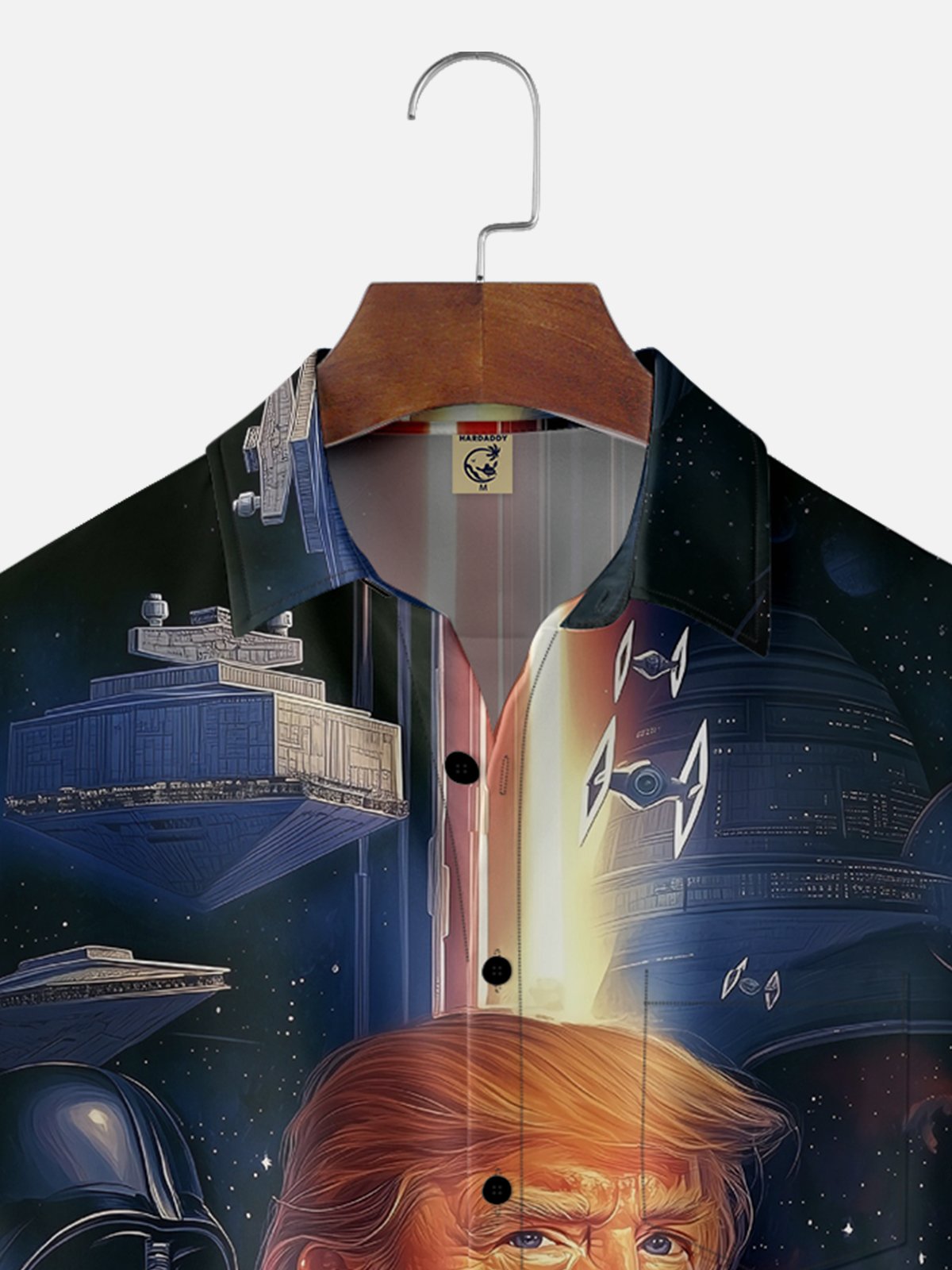 Moisture Wicking Star Warrior Trump Chest Pocket Hawaiian Shirt