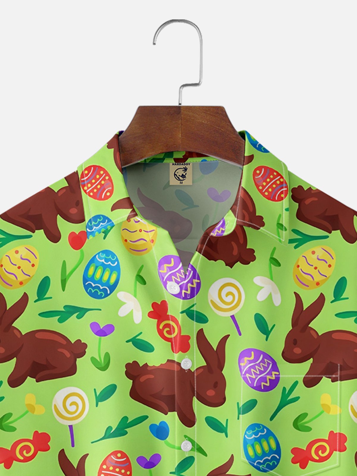 Moisture-wicking Easter Bunny Egg Chocolate Candy Chest Pocket Casual Shirt
