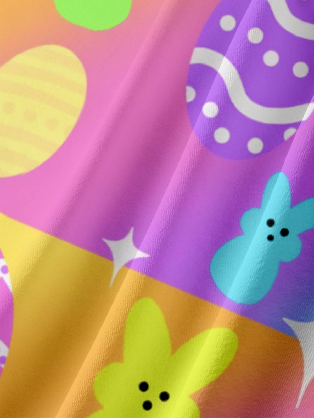 Moisture-wicking Easter Bunny Eggs Gradient Color Chest Pocket Casual Shirt