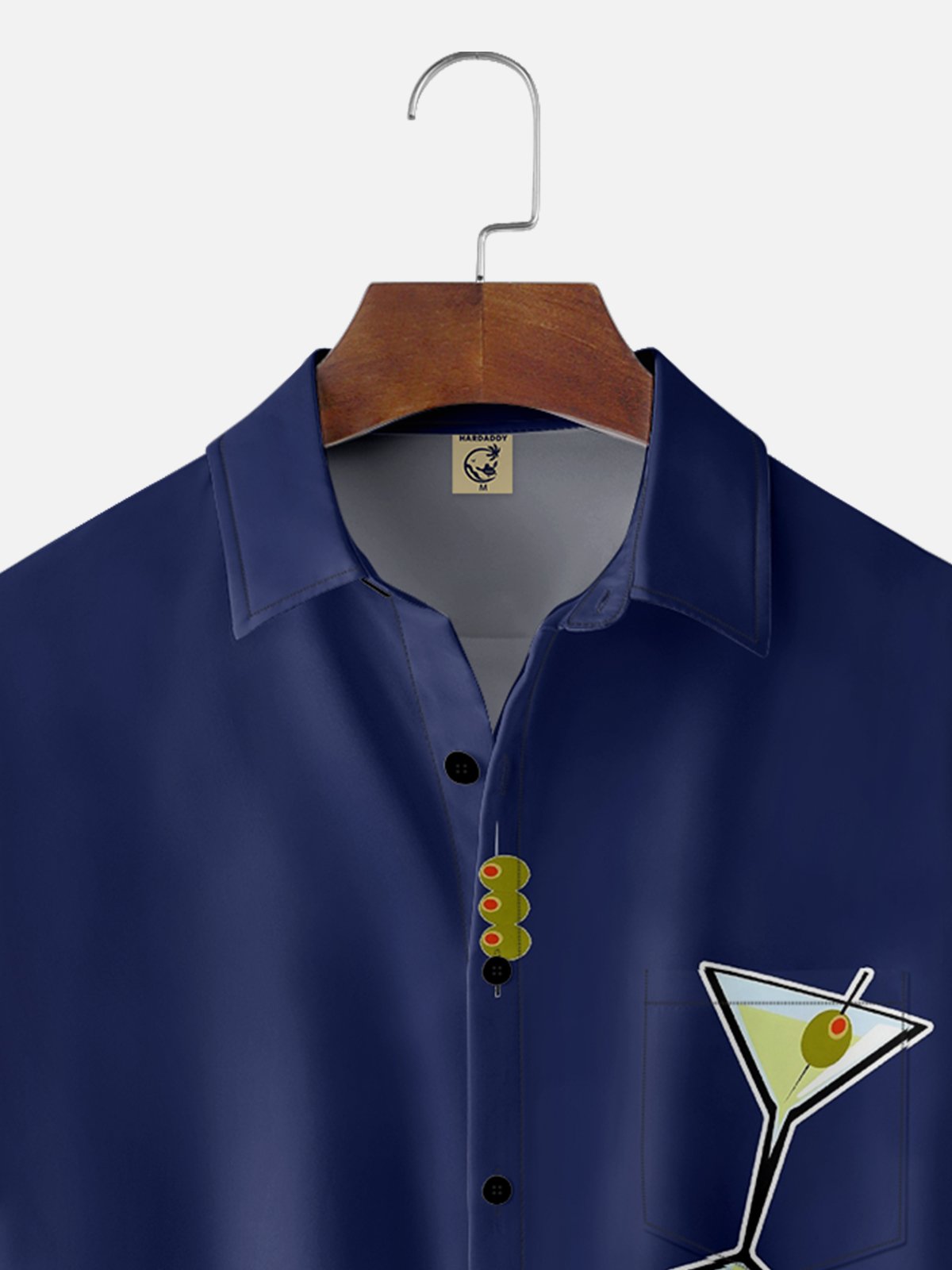Moisture-wicking Cocktail Olive White Art Lotus Chest Pocket  Bowling Shirt