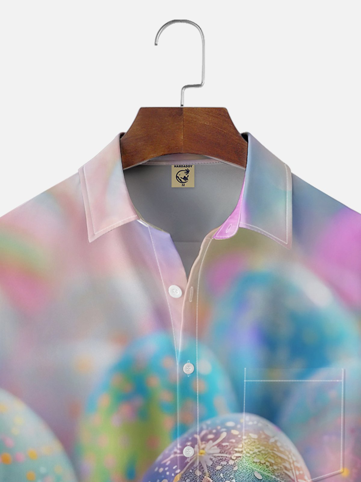Moisture-wicking Easter Egg Gradient Color Chest Pocket Casual Shirt