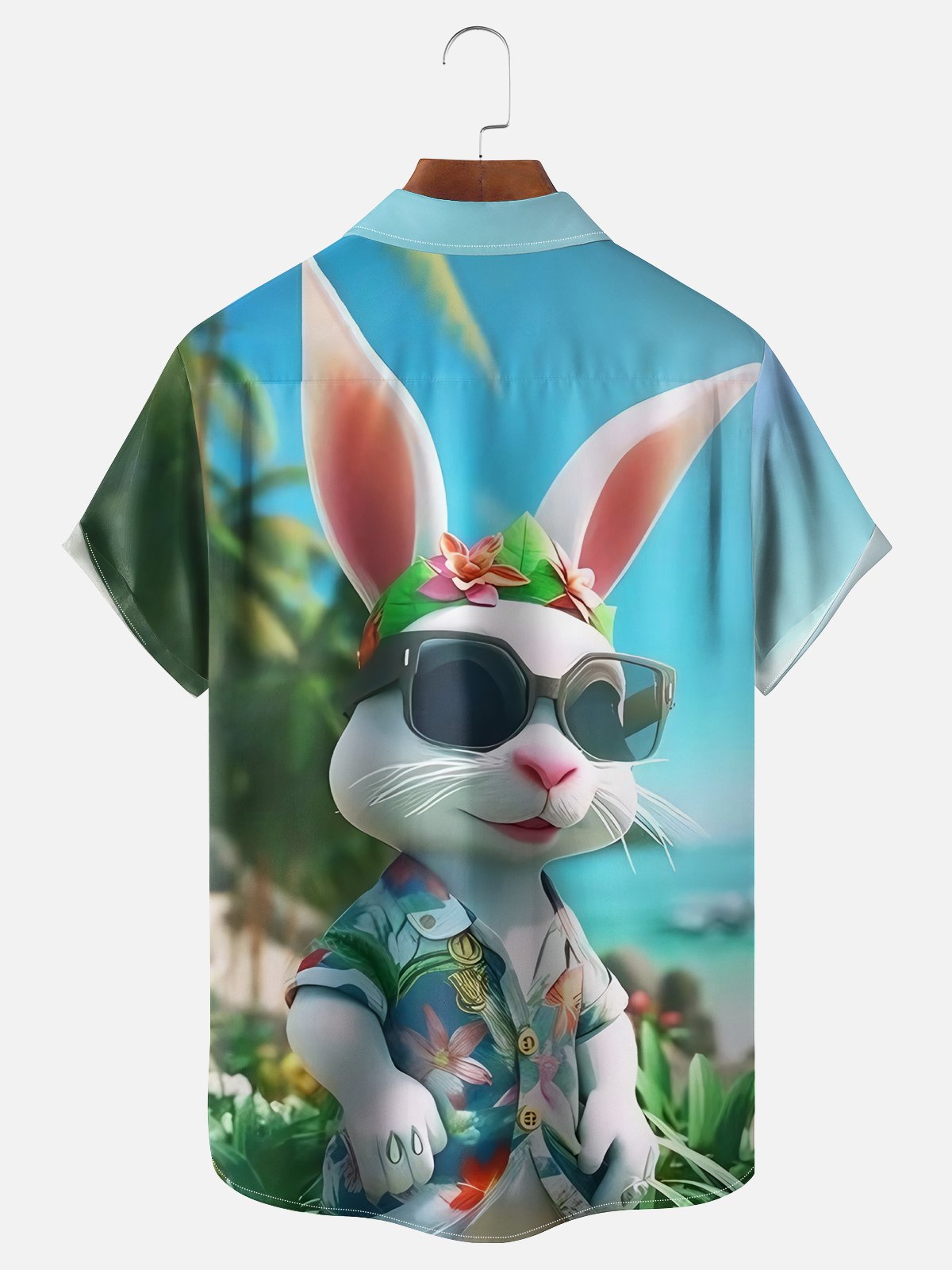 Moisture-wicking Happy Easter Holiday Bunny Chest Pocket Casual Shirt