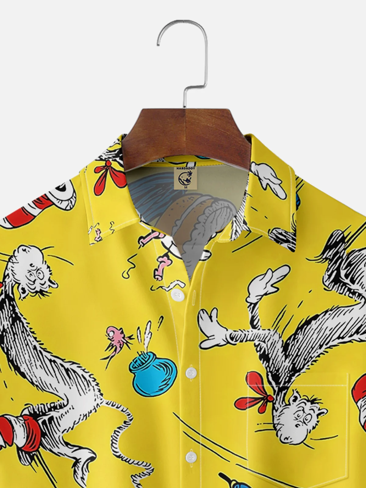 Moisture-wicking Vintage Classic Seuss Art Dr. Chest Pocket Casual Shirt