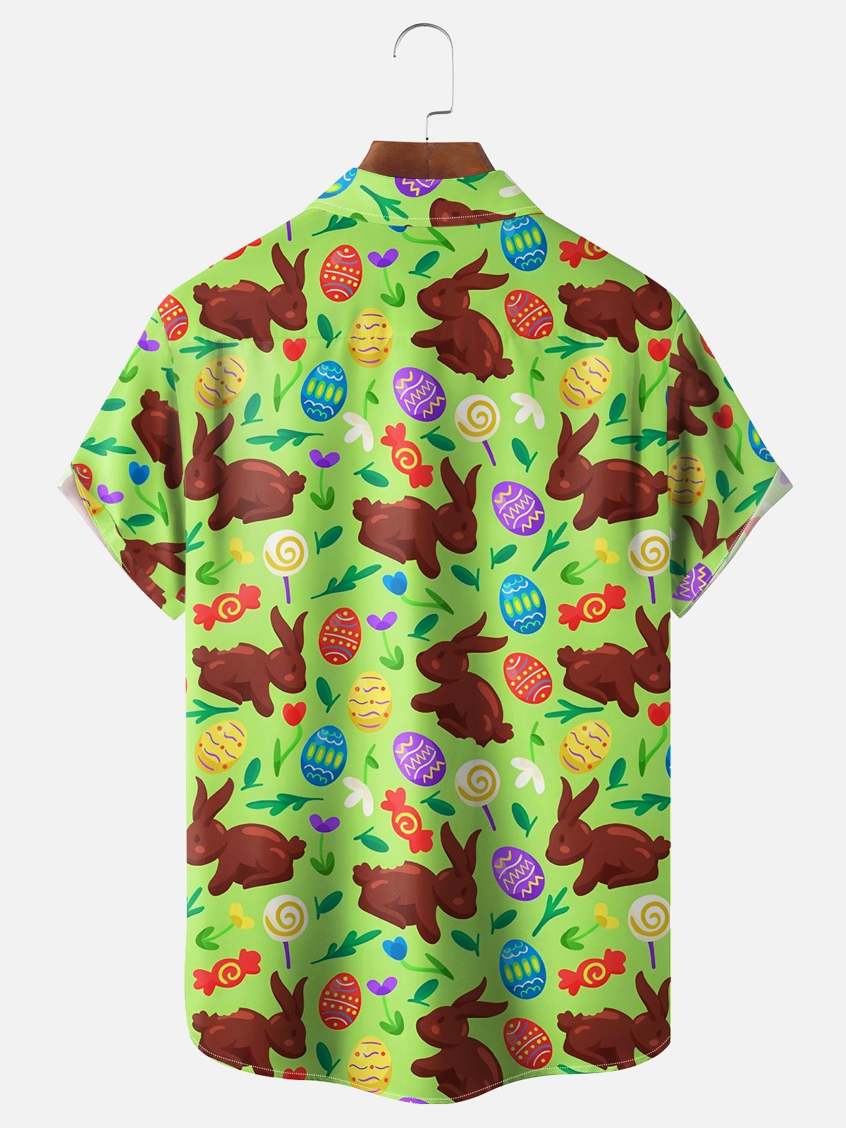 Moisture-wicking Easter Bunny Egg Chocolate Candy Chest Pocket Casual Shirt