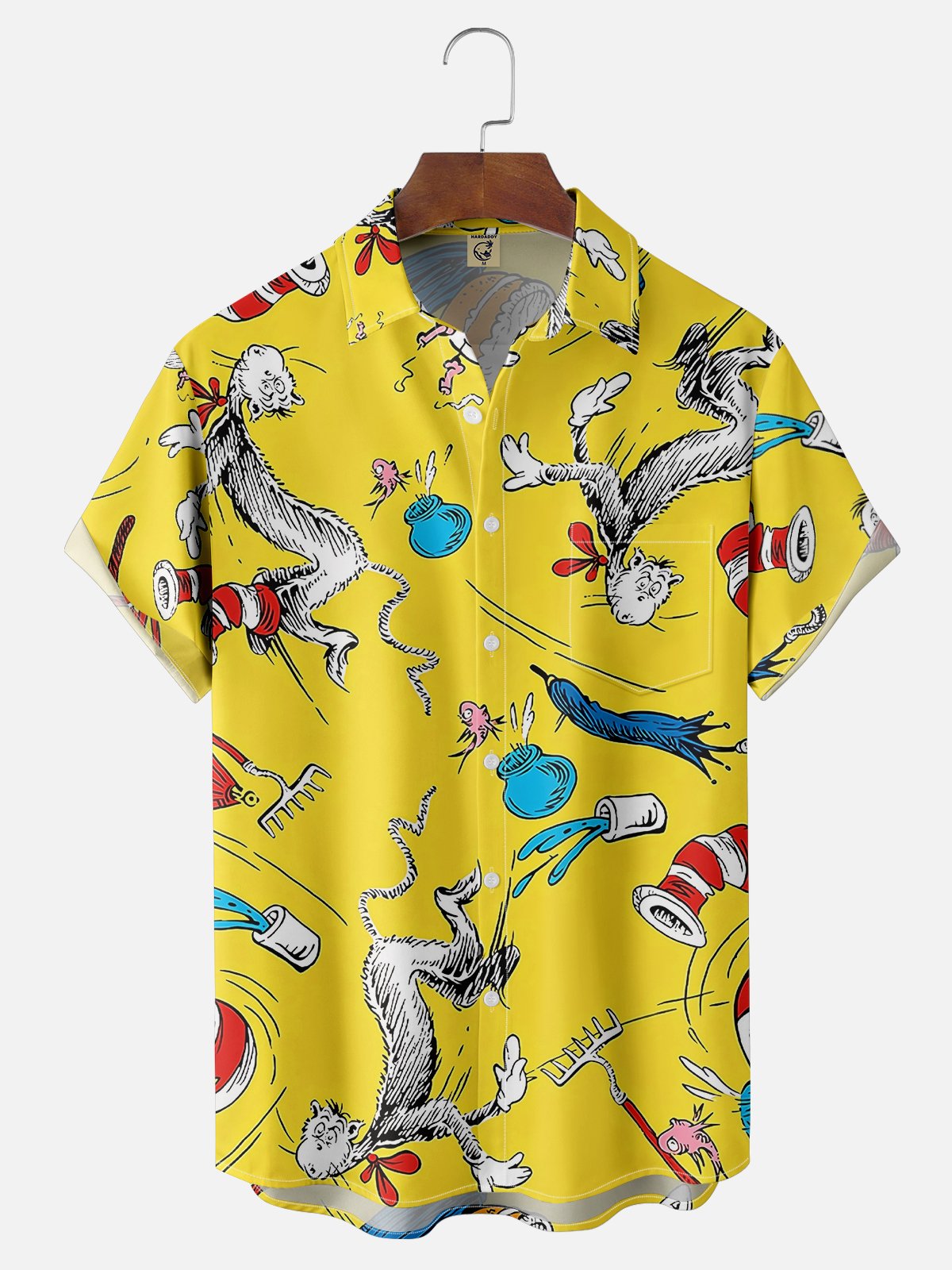 Moisture-wicking Vintage Classic Seuss Art Dr. Chest Pocket Casual Shirt