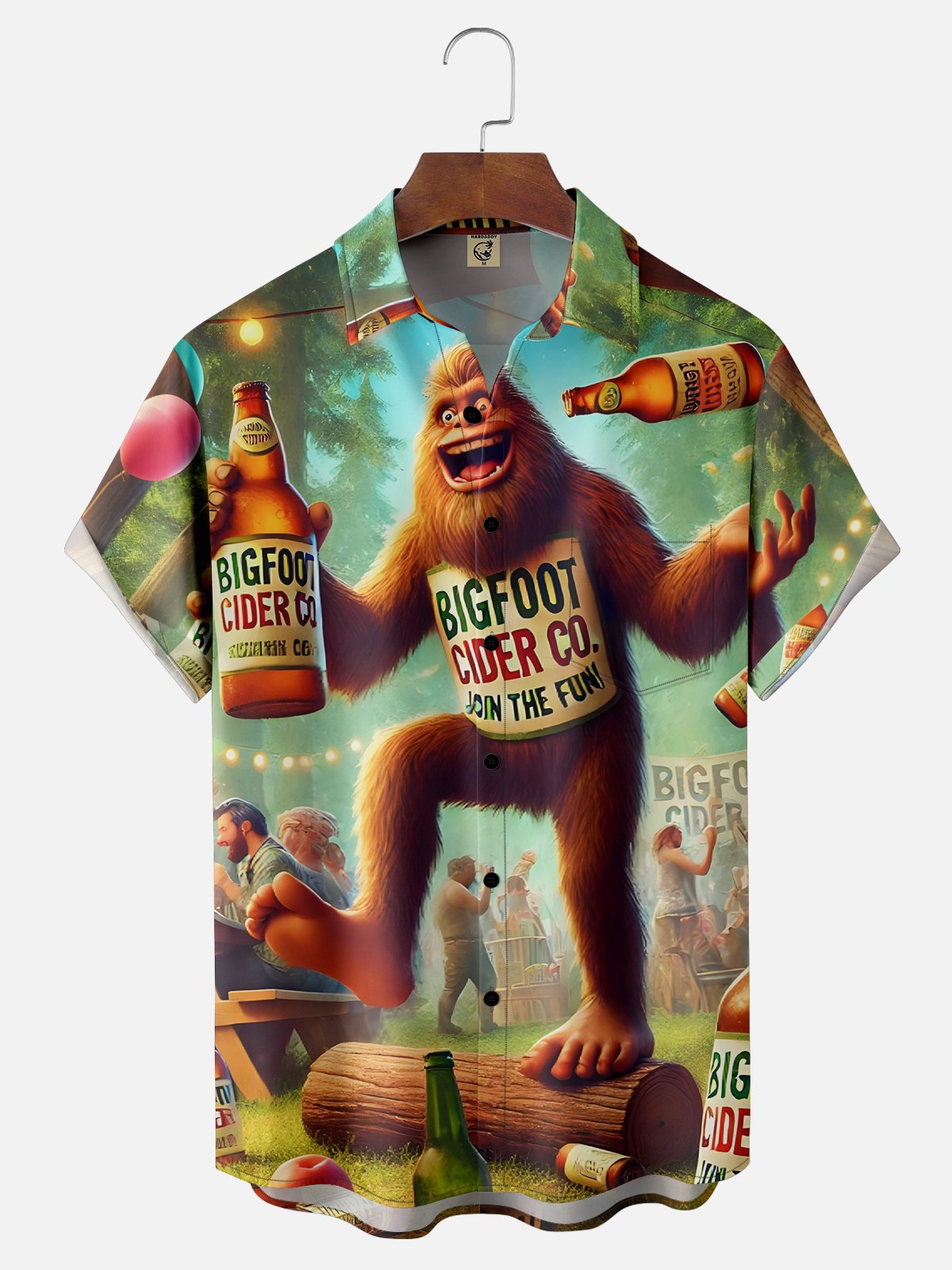 Moisture Wicking Beer Bigfoot Chest Pocket Hawaiian Shirt