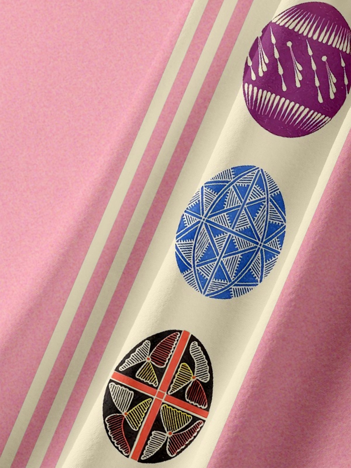 Moisture-wicking Happy Easter Classic Vintage Egg Art Chest Pocket Bowling Shirt