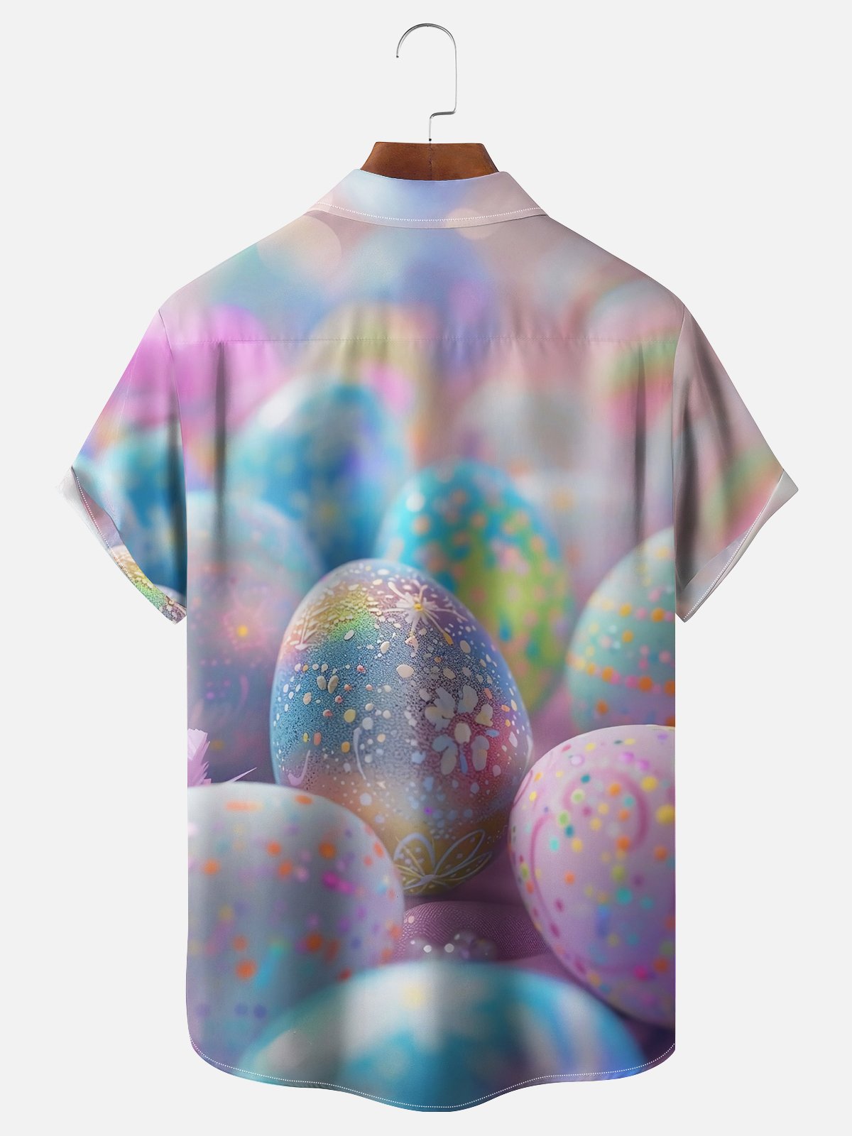 Moisture-wicking Easter Egg Gradient Color Chest Pocket Casual Shirt