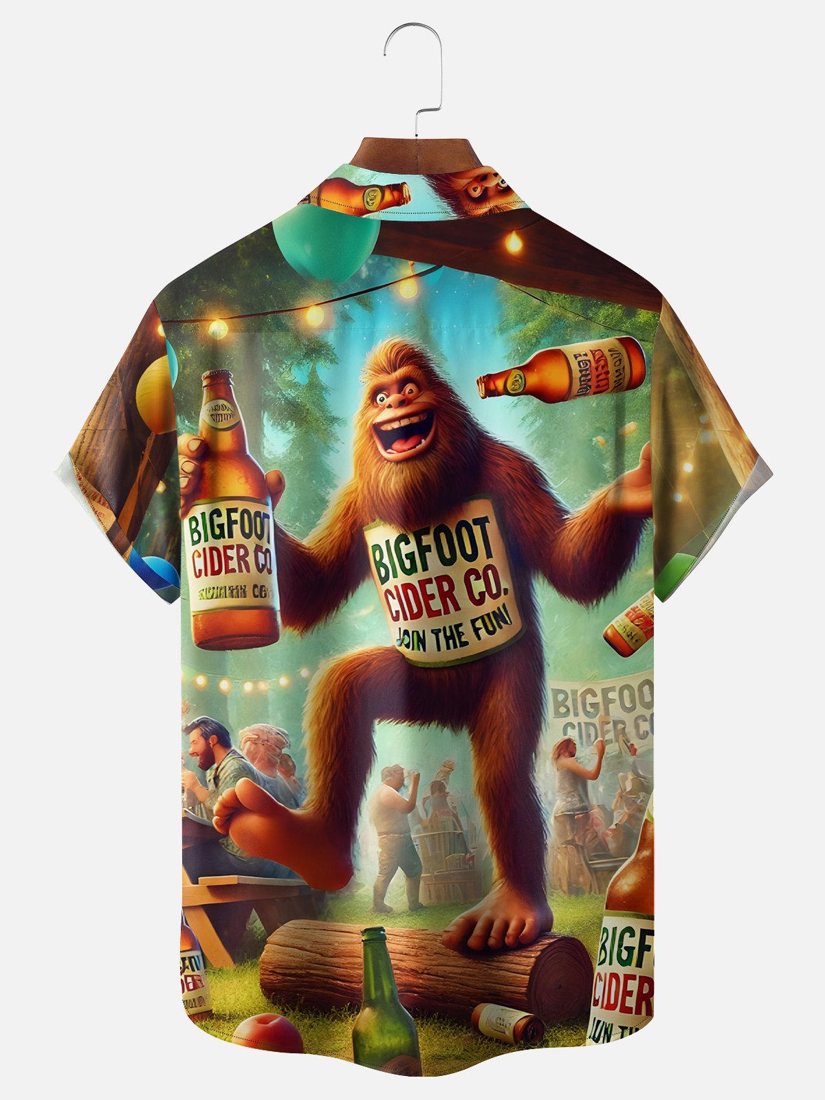 Moisture Wicking Beer Bigfoot Chest Pocket Hawaiian Shirt