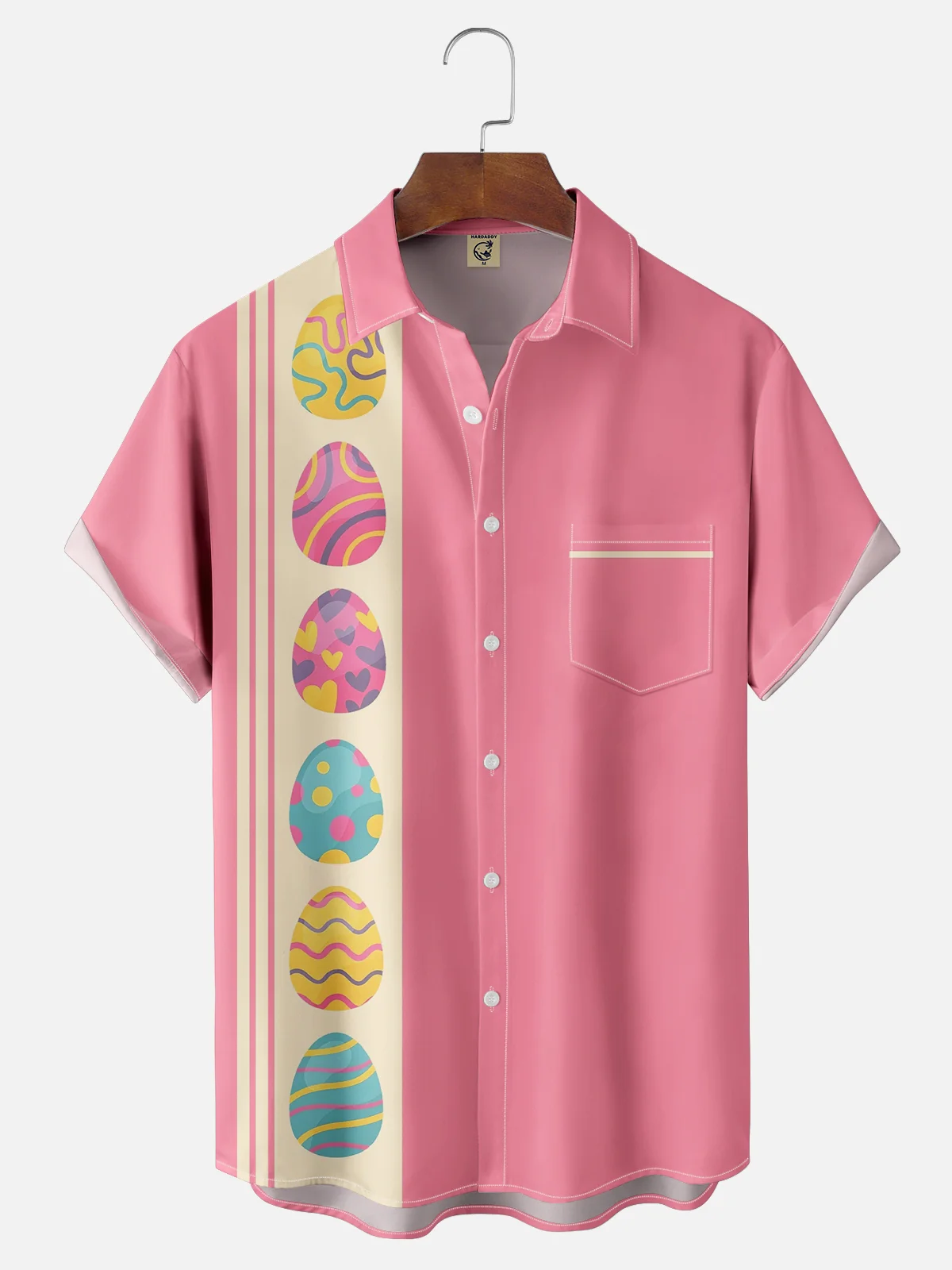 Tall Size Moisture-wicking Easter Dream Egg Chest Pocket Bowling Shirt
