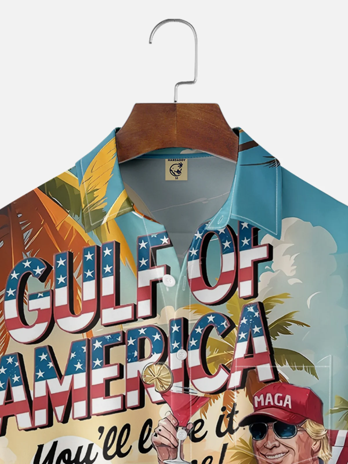 Tall Size Moisture-wicking Trump Vacation Art Great "Gulf Of American" Chest Pocket Casual Shirt