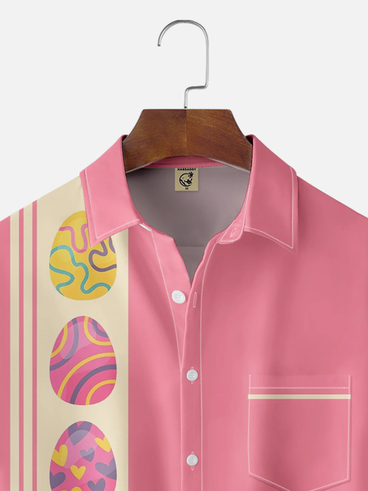 Tall Size Moisture-wicking Easter Dream Egg Chest Pocket Bowling Shirt