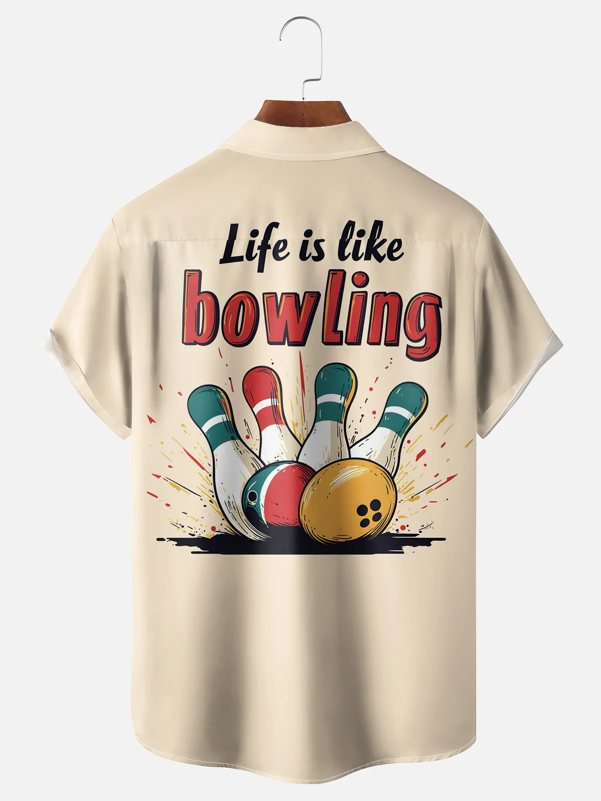 Moisture-wicking Bowling Ball Chest Pocket Bowling Shirt