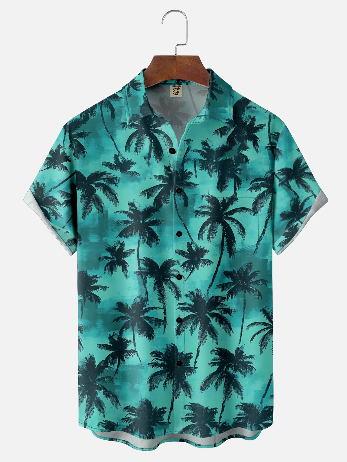 Moisture-wicking Palm Tree Chest Pocket Hawaiian Shirt