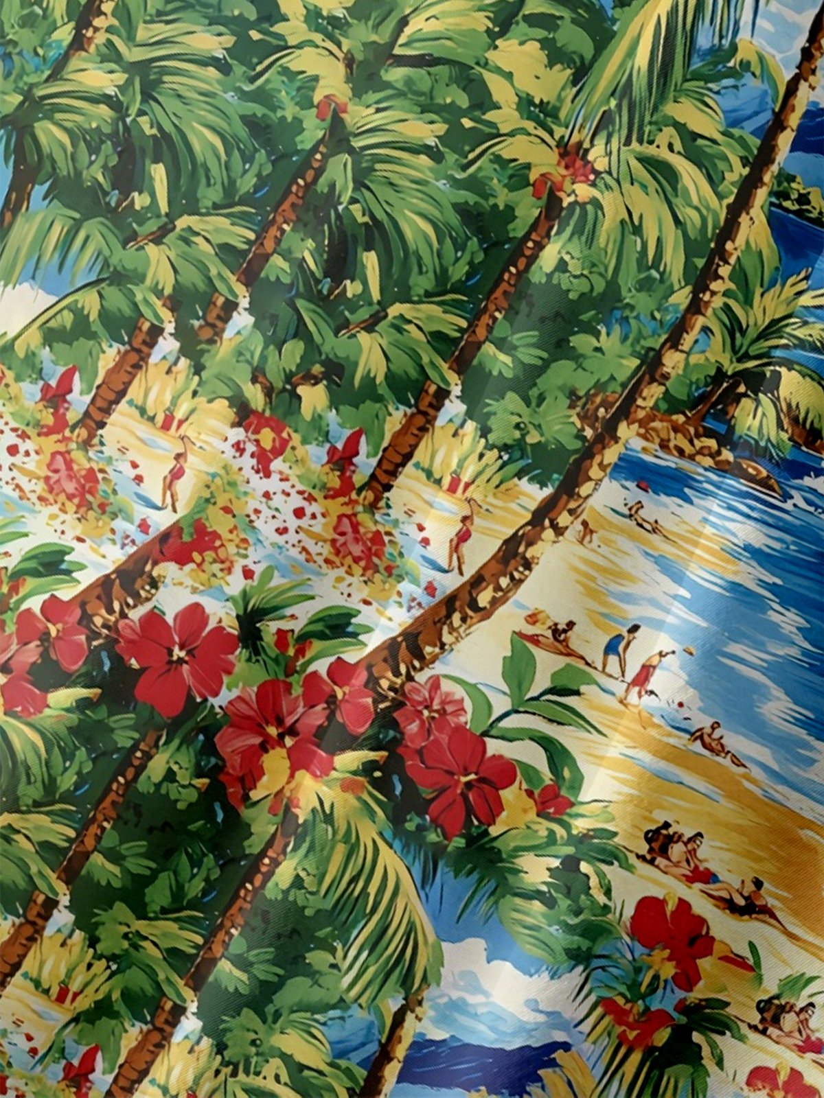 Moisture-wicking Tropical Palm Tree Chest Pocket Hawaiian Shirt
