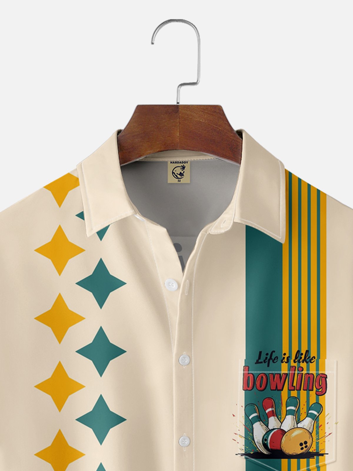 Moisture-wicking Bowling Ball Chest Pocket Bowling Shirt