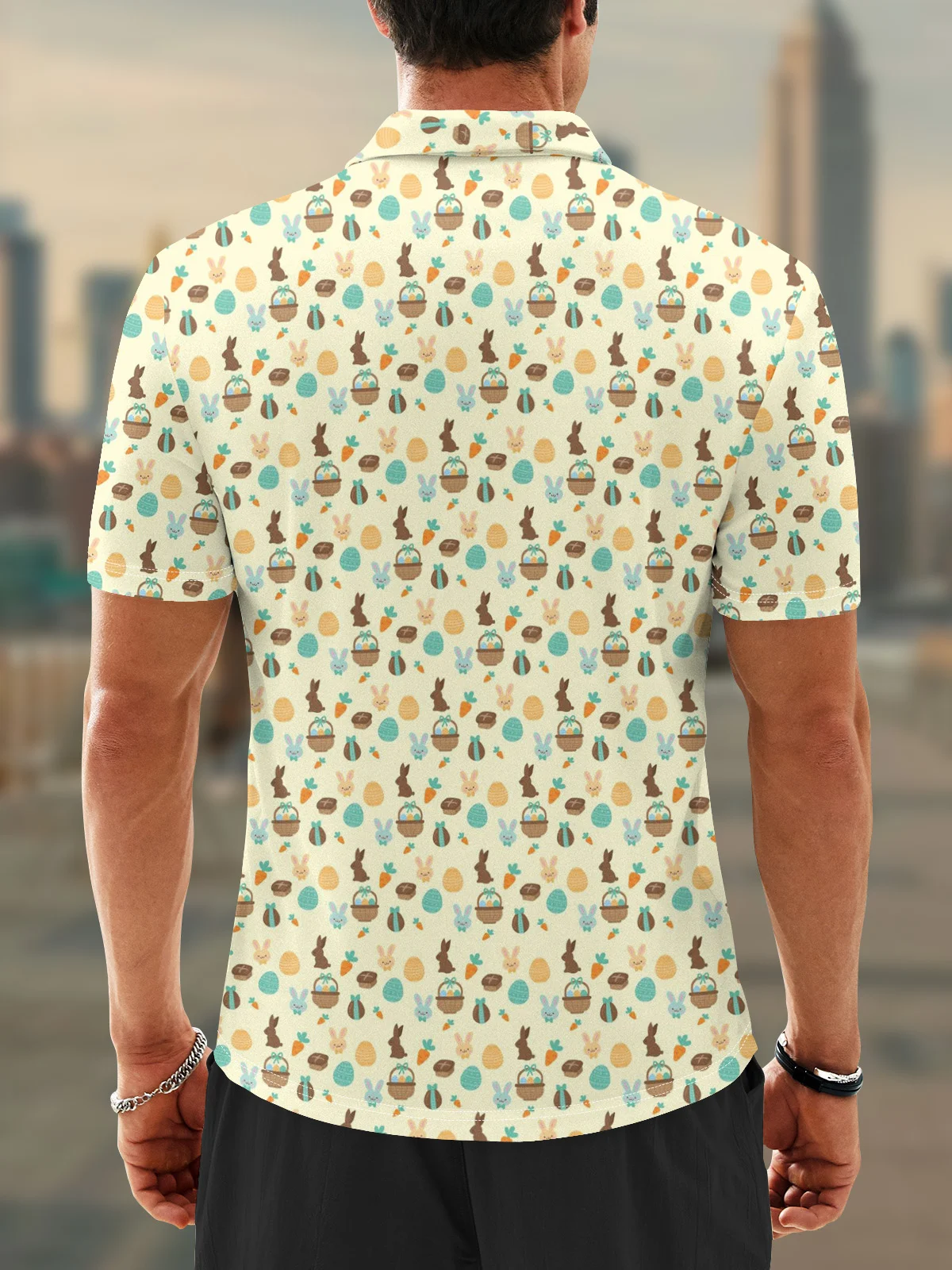 Moisture Wicking Easter Bunny Eggs Golf Polo