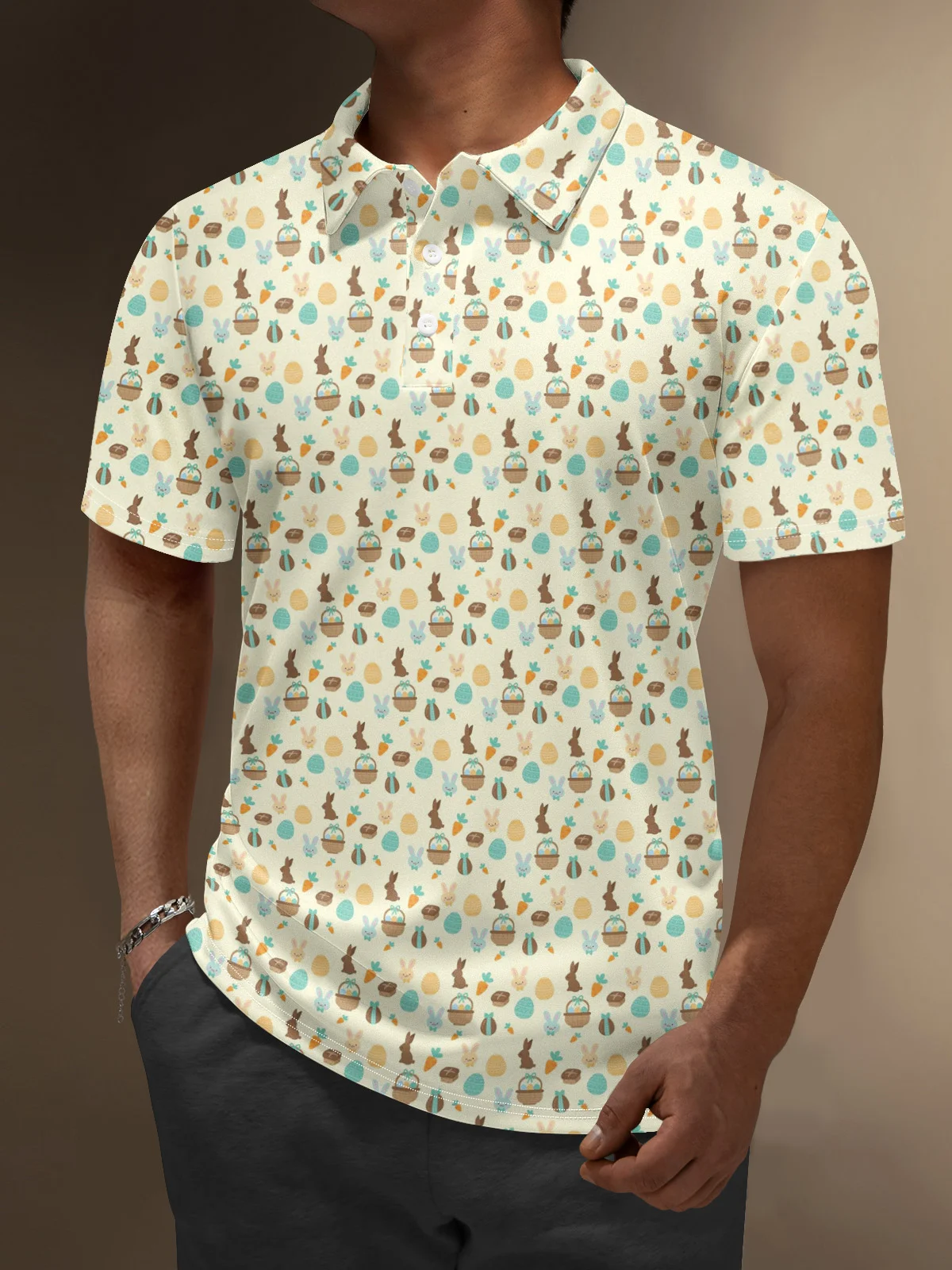 Moisture Wicking Easter Bunny Eggs Golf Polo