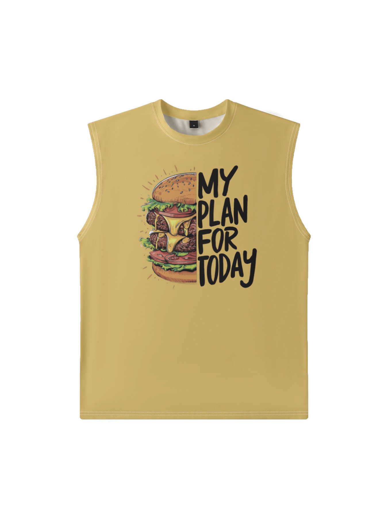 Mens Crewneck Tank Tops Burger Beach Sleeveless Shirt