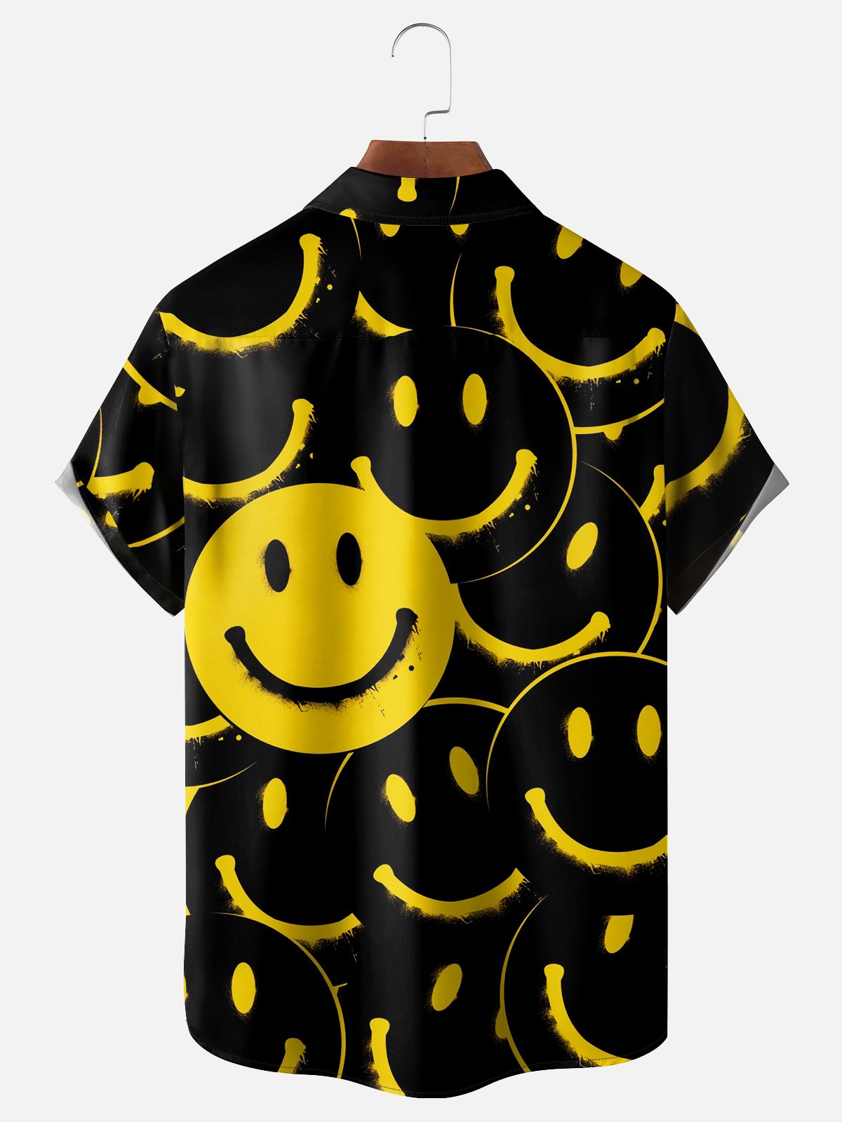 Moisture Wicking Smiley Face Chest Pocket Hawaiian Shirt