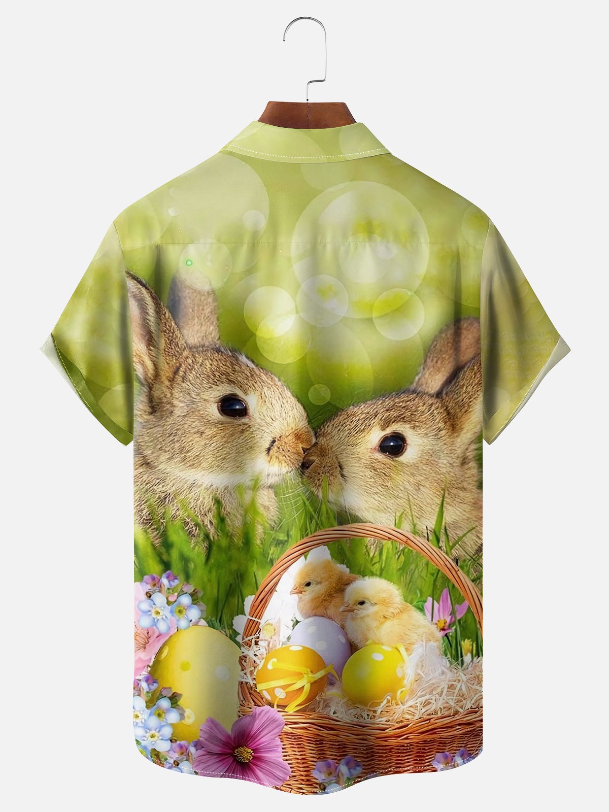 Moisture-wicking Easter Bunny Egg Chest Pocket Casual Shirt