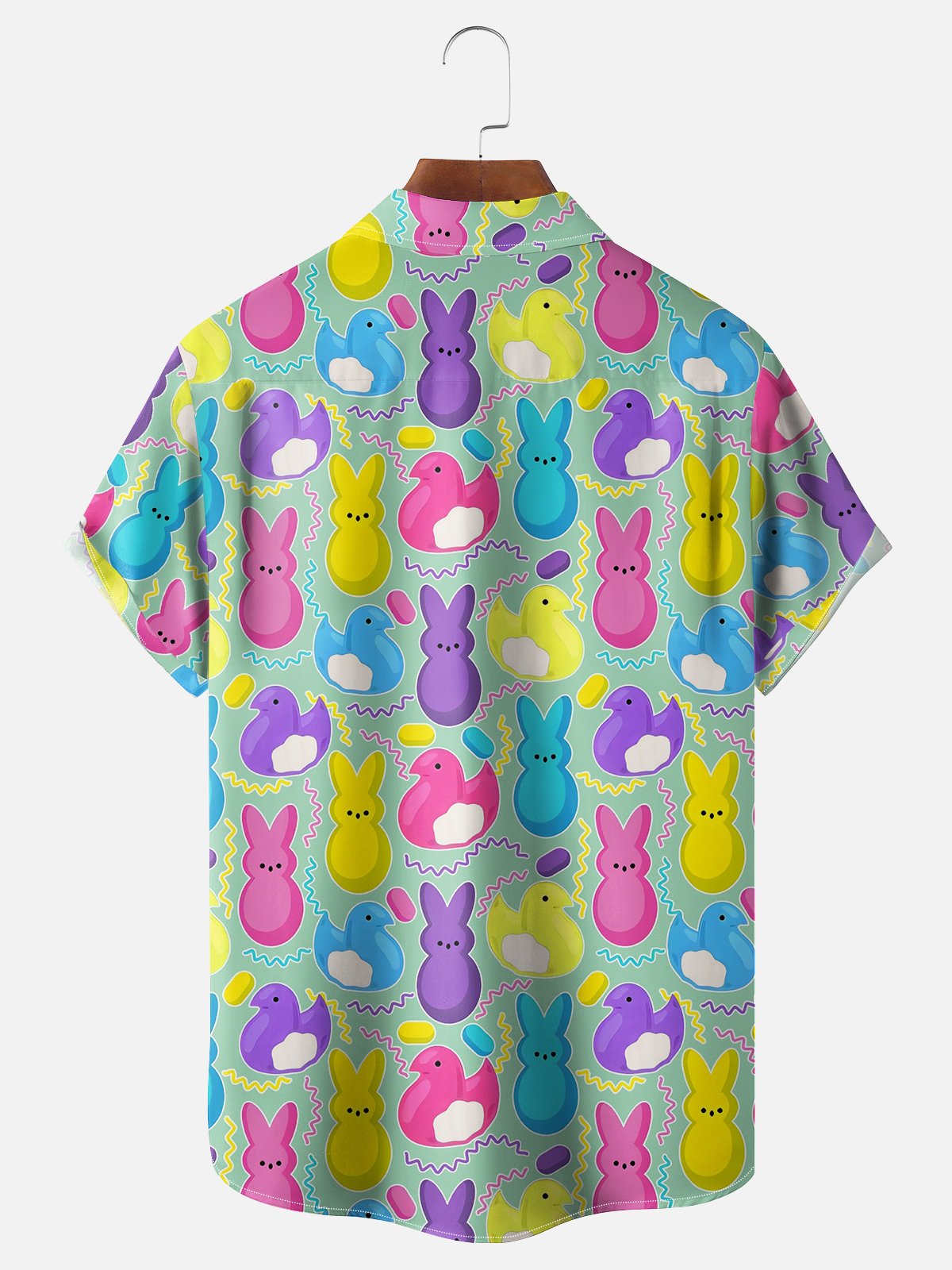 Moisture-wicking Easter Bunny Marshmallow Confection Chest Pocket Casual Shirt