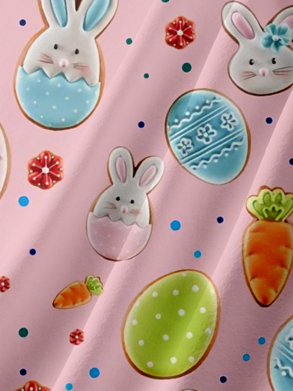 Moisture-wicking Easter Bunny Egg Cookies Chest Pocket Casual Shirt