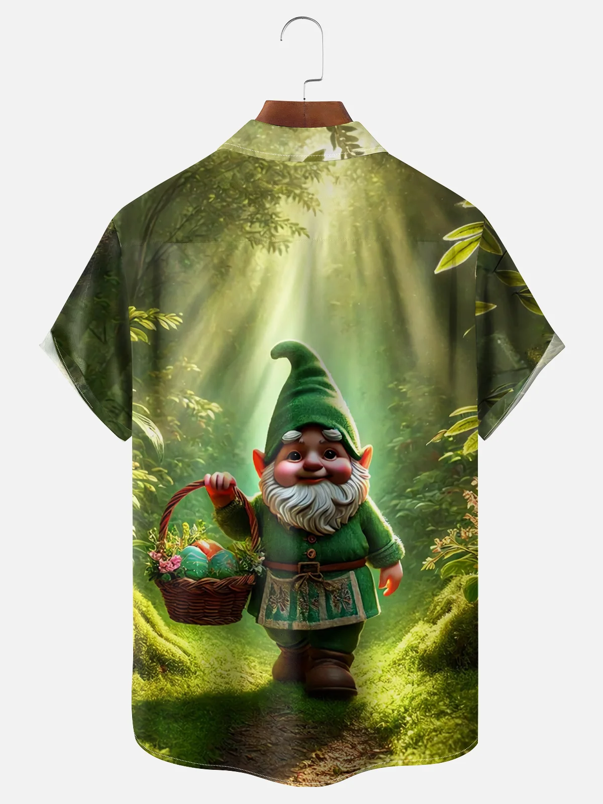 Moisture-wicking Easter Fun Gnome Egg Art Chest Pocket Casual Shirt